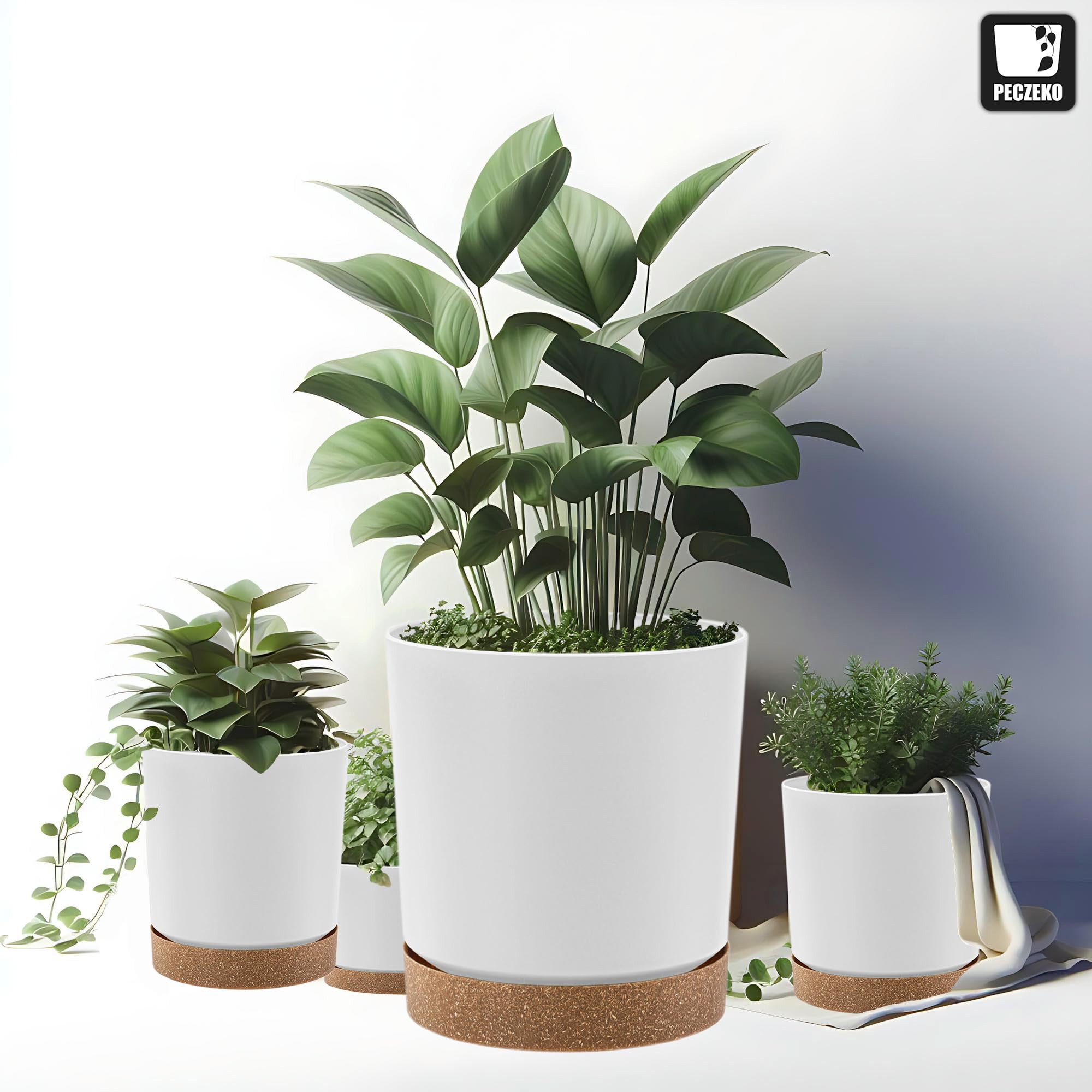 Blumentopf matt, Pflanzkübel aus Übertopf Kunststoff Dekorativer Topf für, groß und klein Pflanzen, 2er-Set blumenkübel, blumenkübel kräutertopf (2 Pack) Weiß, ø 30 cm
