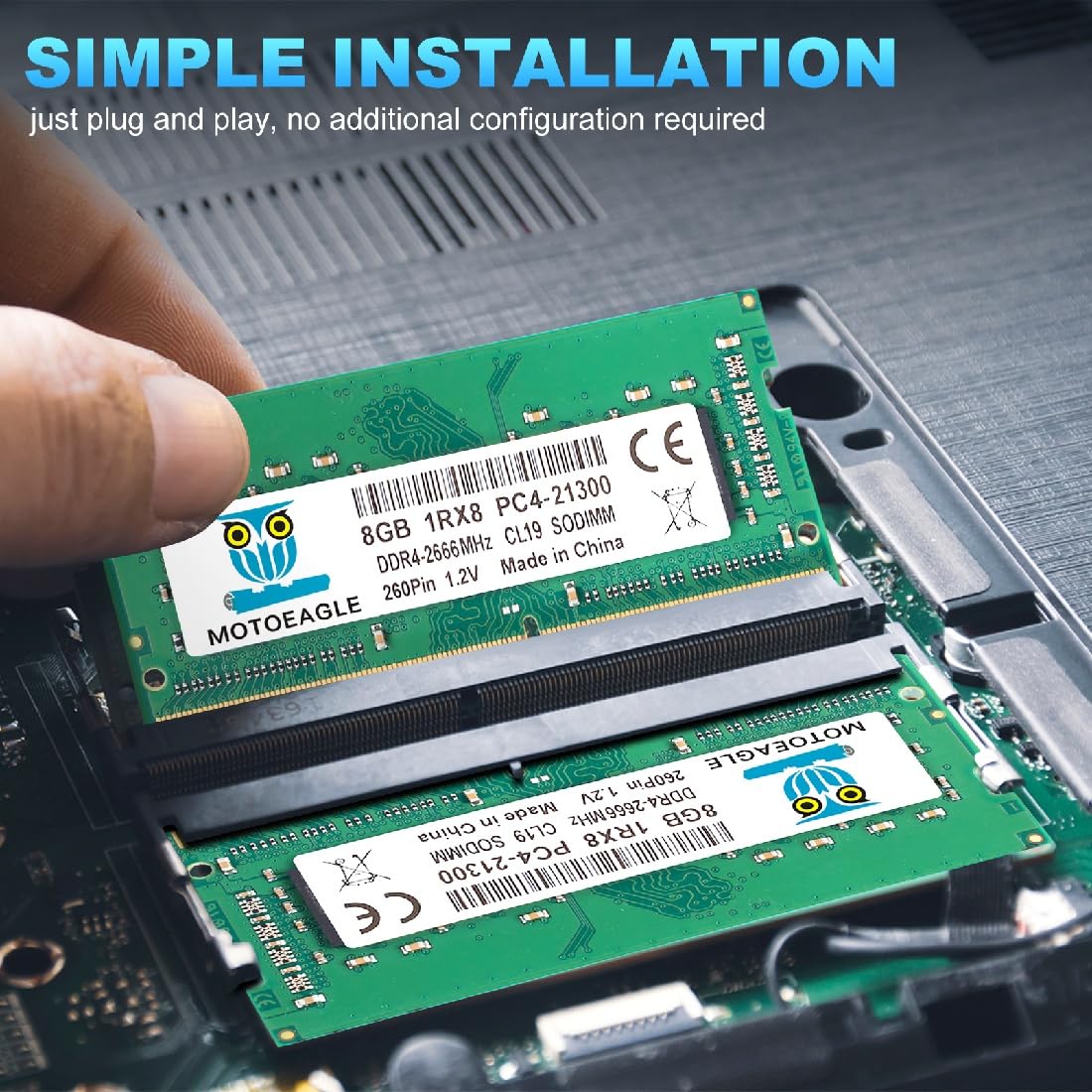 Módulo de memoria RAM para portátil SO-DIMM 16GB (2X8GB) DDR4 2666MHz PC4-21300 (PC4-2666V) 1RX8 CL19 SODIMM 1.2V 260-Pin Non-ECC SO-DIMM