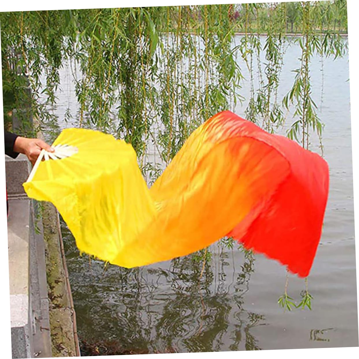Abanicos De Danza Plegables 2 Piezas Ventiladores De Velo Degradado 47.24x23.62In para Festivales