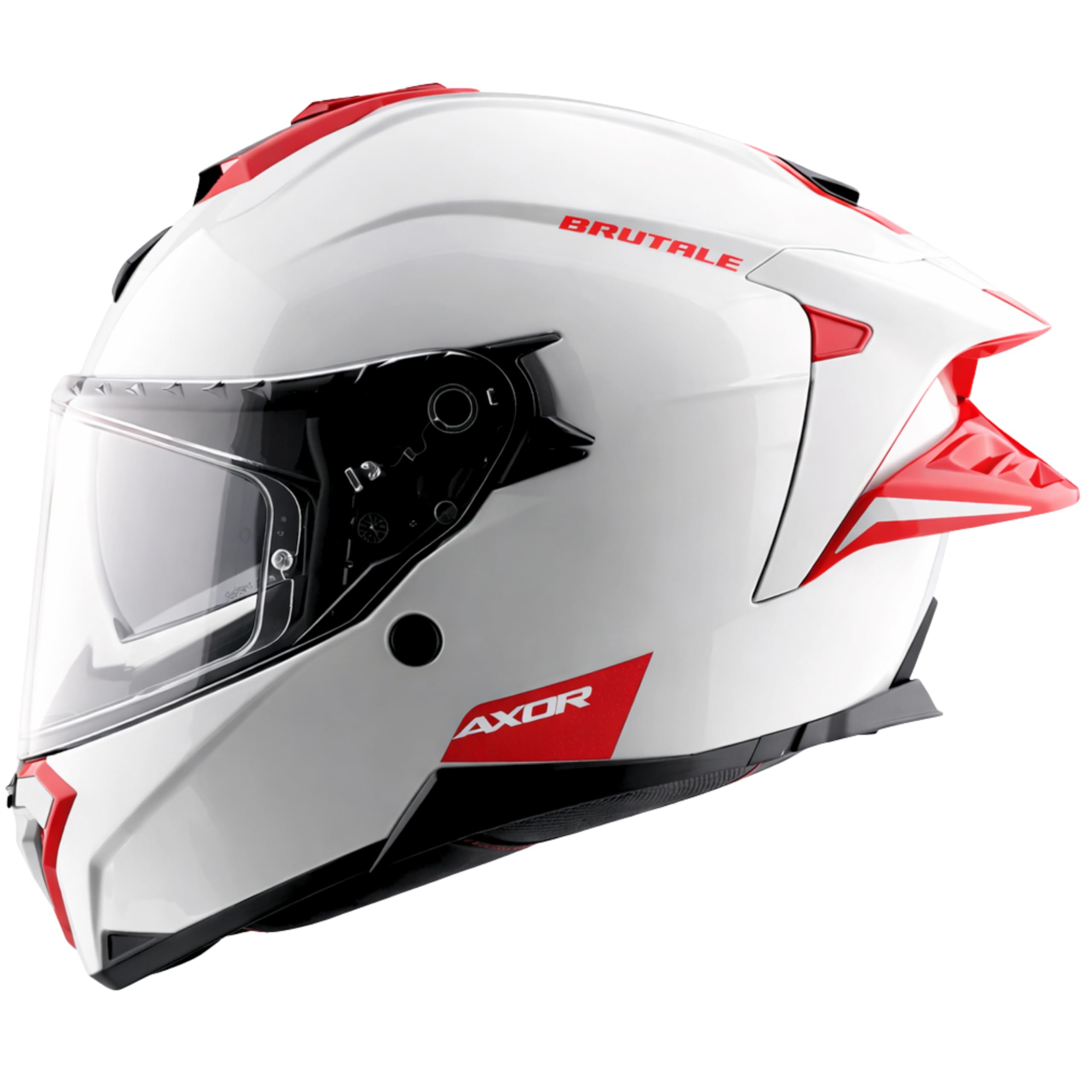 Axor Brutale Corsa Helmet – Dual Spoiler | ECE 22.06, ISI & DOT Certified | Race-Ready Fit with D-Ring & UV-Protected Visor-White Red, Size:L-image-16