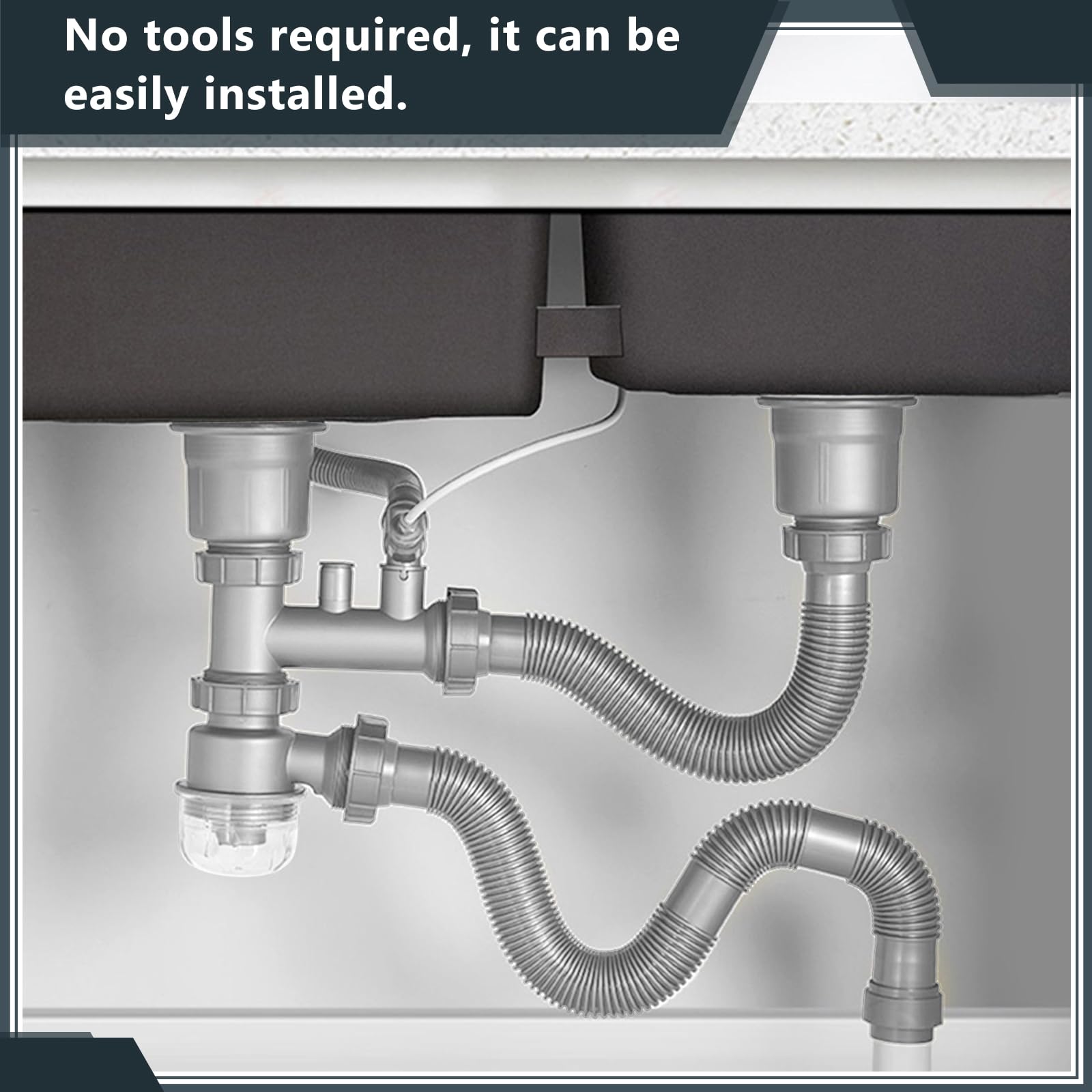 Confezione da 2 tappi per lavandino da bagno in acciaio inox con tubo flessibile per lavandino, adatto per 1-1/4 pollici e 1-1/2 pollici di scarico foro per lavandino installazione sanitaria