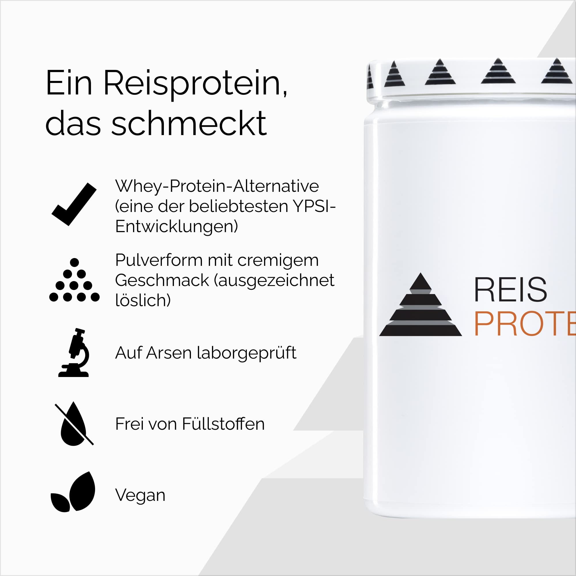 YPSI Reisprotein – Reis Protein Pulver Vegan - Eiweißpulver Haselnuss-Geschmack - 1000g