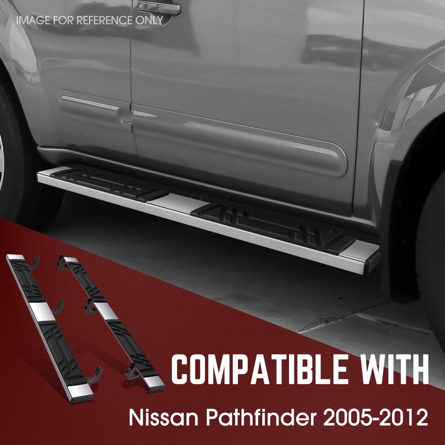 DNA Motoring 6.5" Flat Running Boards Side Step Nerf Rails Bars Compatible with 2005-2012 Nissan Pathfinder, STEPB-U-PF05-T1