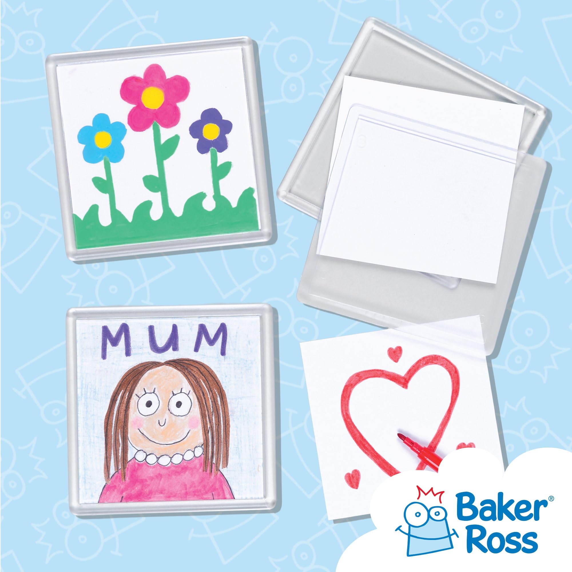 Baker Ross Transparente Untersetzer aus Plastik - Einlegeblatt für Kinder zum Bemalen - Geschenk zum Muttertag - Vatertag (6 Stück) (Packung mit 4)
