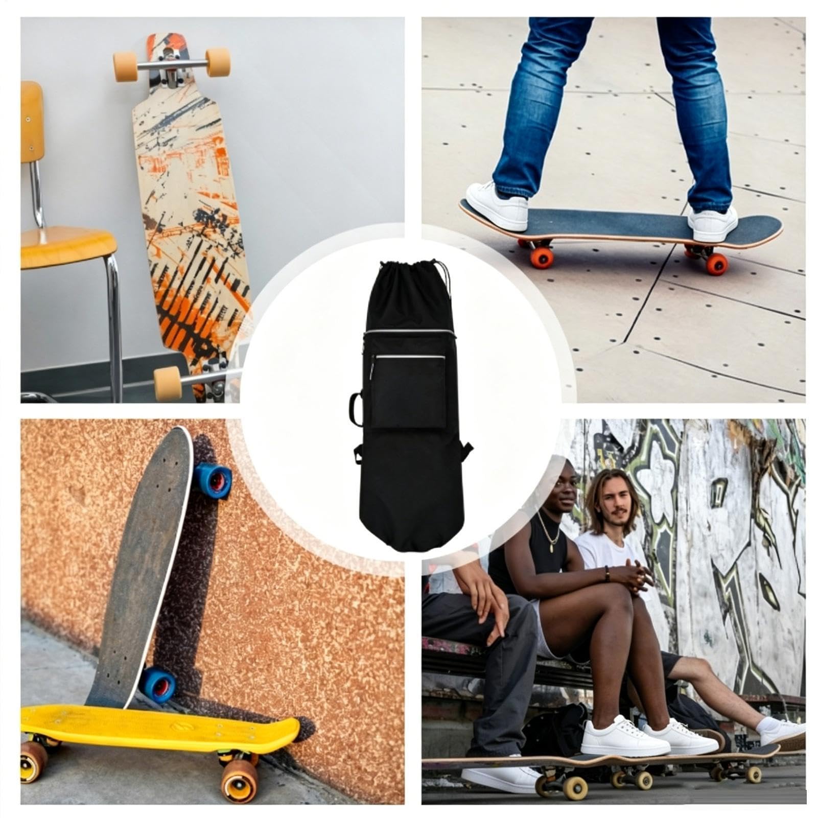 Zaino Skateboard,Regolabile, Grande Capacità e Leggero,Borsa Per Pattinaggio A Rotelle, Borsa A Mano Da Surf - Per Skateboarding, Longboarding, Viaggi Quotidiani, Attività Outdoor, Pendolarismo E Scuo