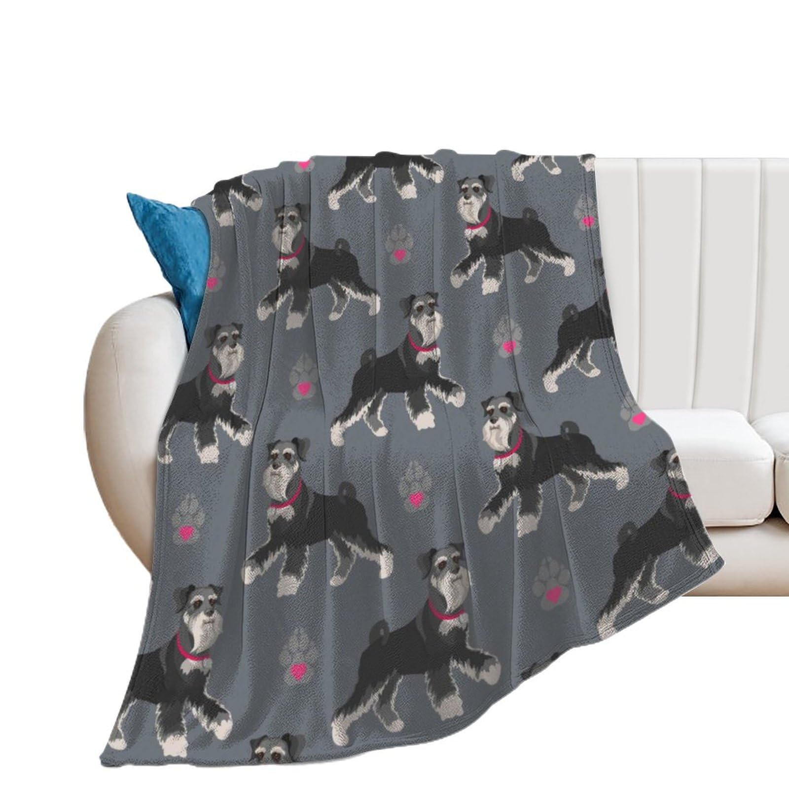 Cute Dog of Schnauzer Animal Pattern Blanket Flannel Throw Blankets Soft Plush Fleece Blanket for Bed Sofa Couch Adults Kids 40"*50"