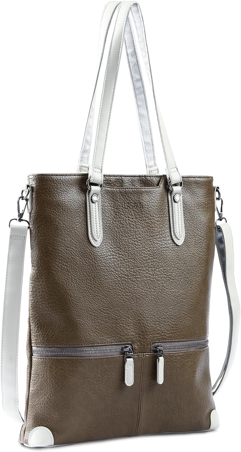 Lassviin Laptop Tote Bag, Leather Work Tote for Computer Bag Waterproof Lightweight...