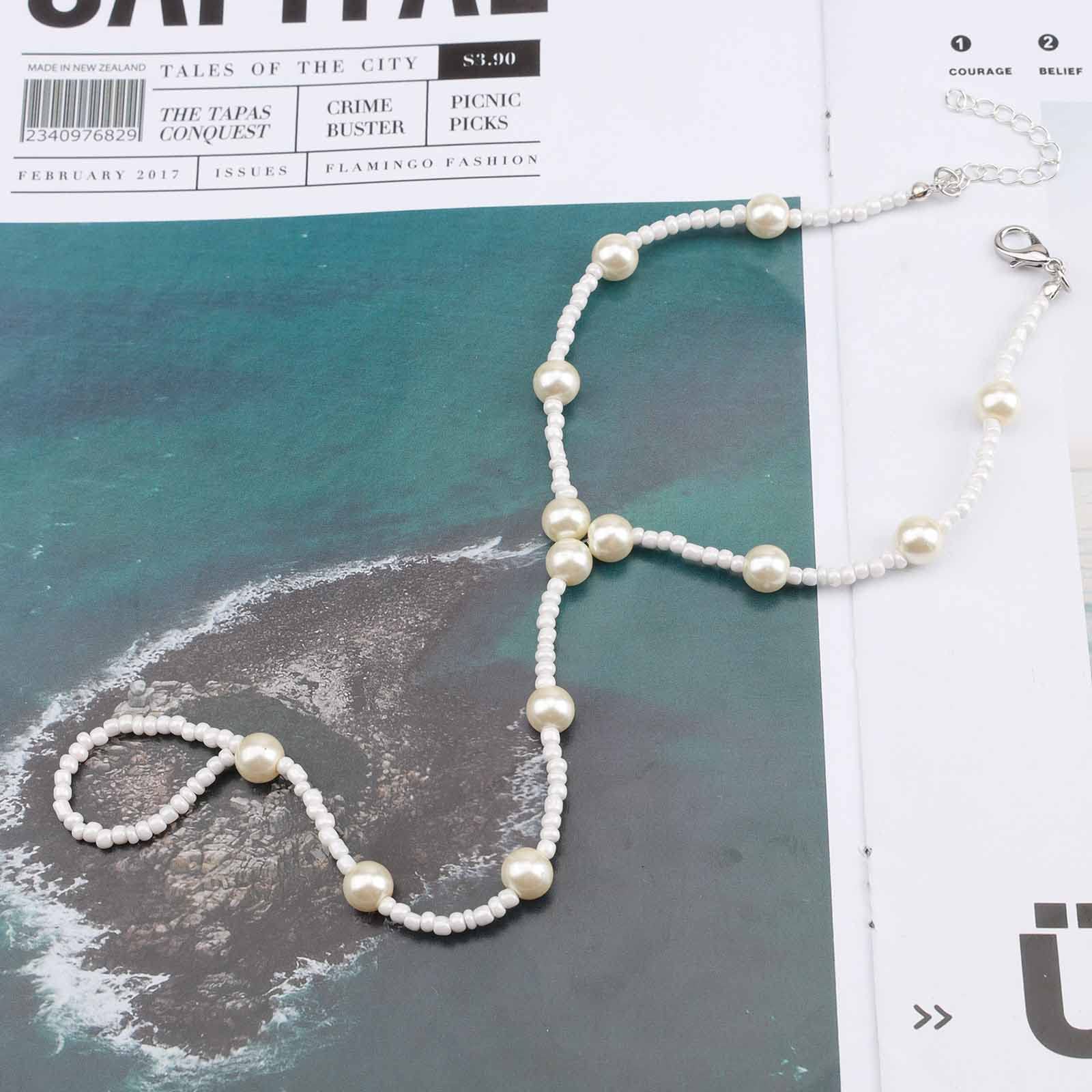 Aneneiceera Perla Stratificata Vintage Cavigliere A Piedi Nudi Cavigliere Perla D'oro Con Anello Di Punta Cavigliera Estate Cavigliere Piede Catena Gioielli Per Le Donne E Le Ragazze