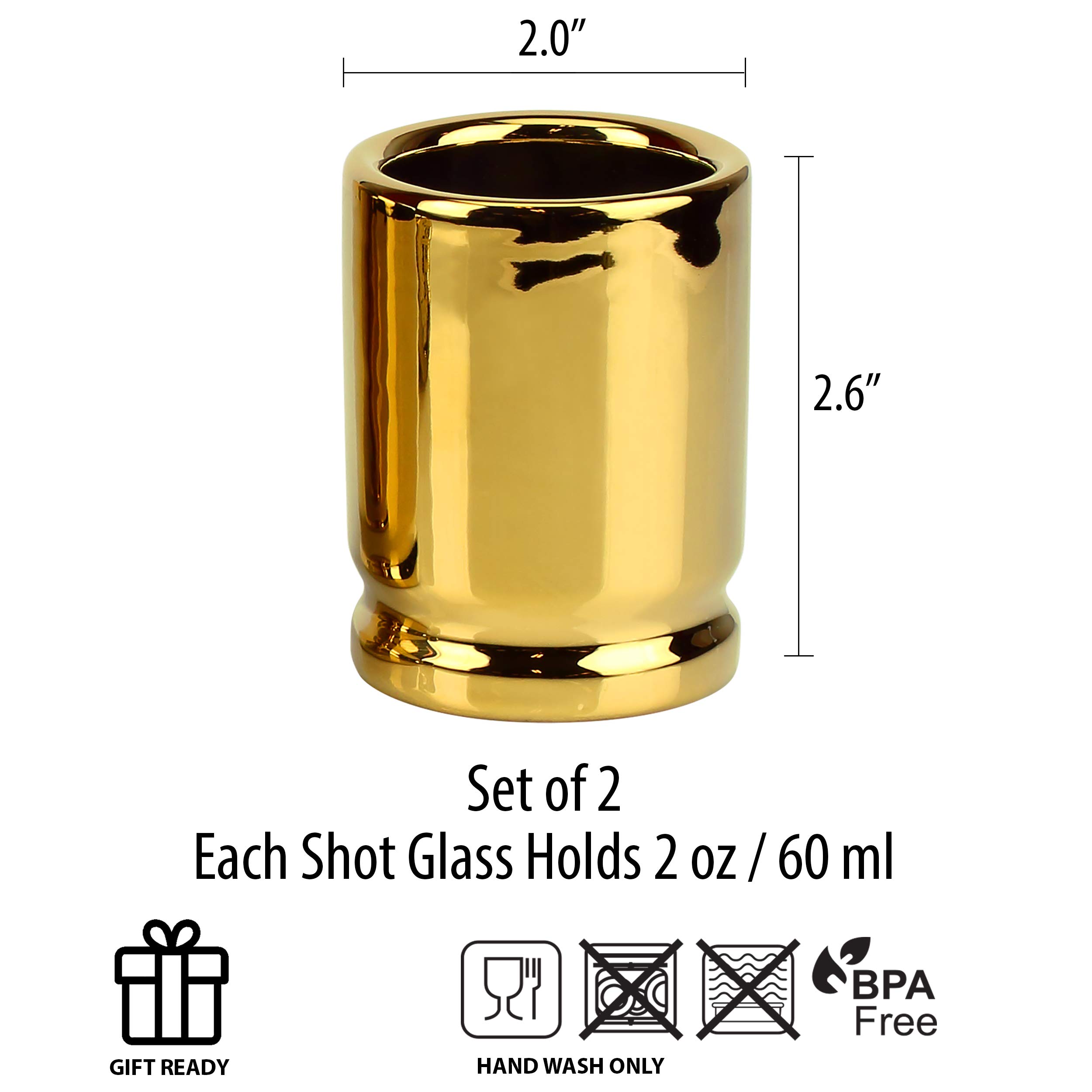 The Original 50 Cal Shot Glass, Set of 2 Shot Glasses Shaped like 50