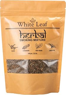 White Leaf Tobacco & Nicotine Free Smoking Mixture With 100% Natural Herbal Smoking Blend 1 Pack (3.5 oz/ 100 gm)