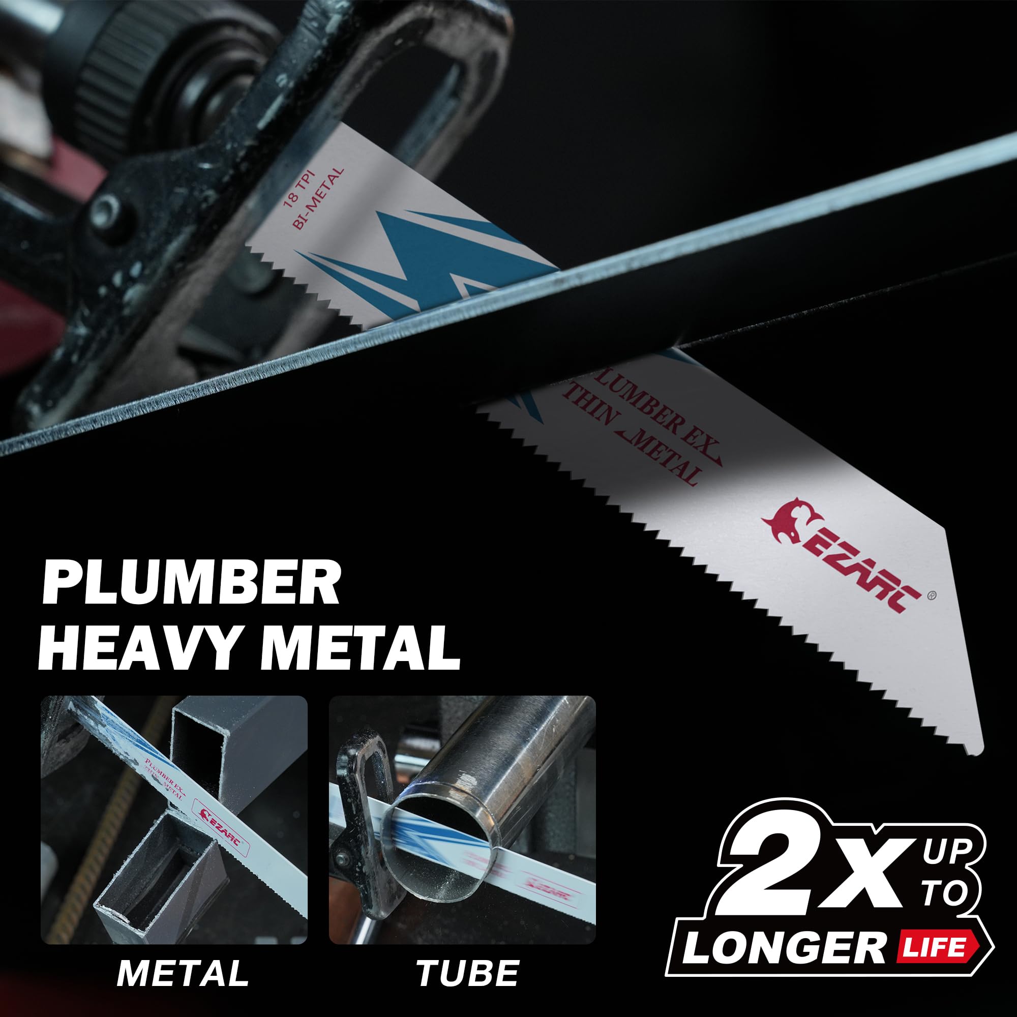 EZARC Brzeszczoty do piły szablowej, zestaw 25 sztuk, do cięcia drobnego metalu, bimetaliczne kobalt, 150cm, 18 TPI