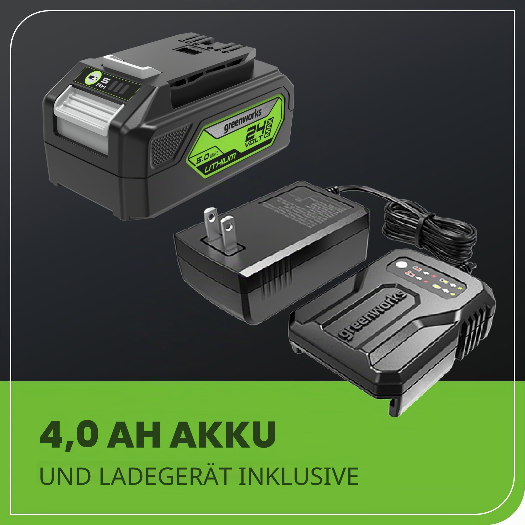 Greenworks 24 V kabelloses Heißluftpistolen-Set, 4,0 Ah Akku und Ladegerät im Lieferumfang enthalten – Heißluftwerkzeug, max. 538 ℃ mit 3 Düsen für Zuhause, Garage, Outdoor