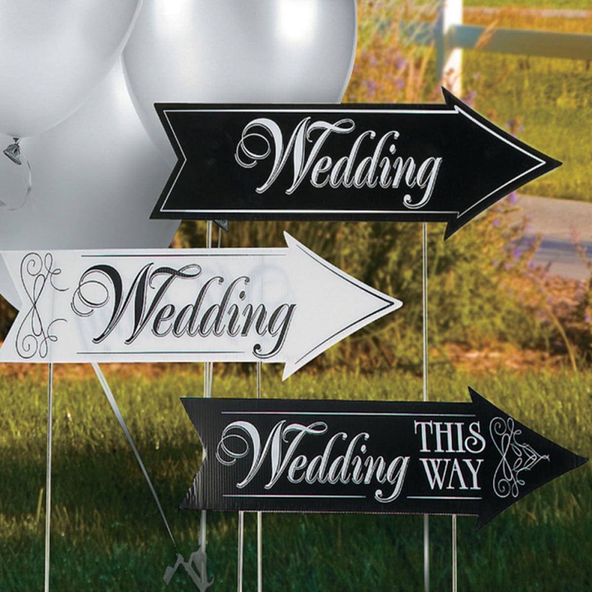 2 Satz Hochzeitsschilder Wegweiser aus Langlebigem Material für Zeremonie und Empfang Wetterfest Großformatig Stabile Garten und Hofdekoration