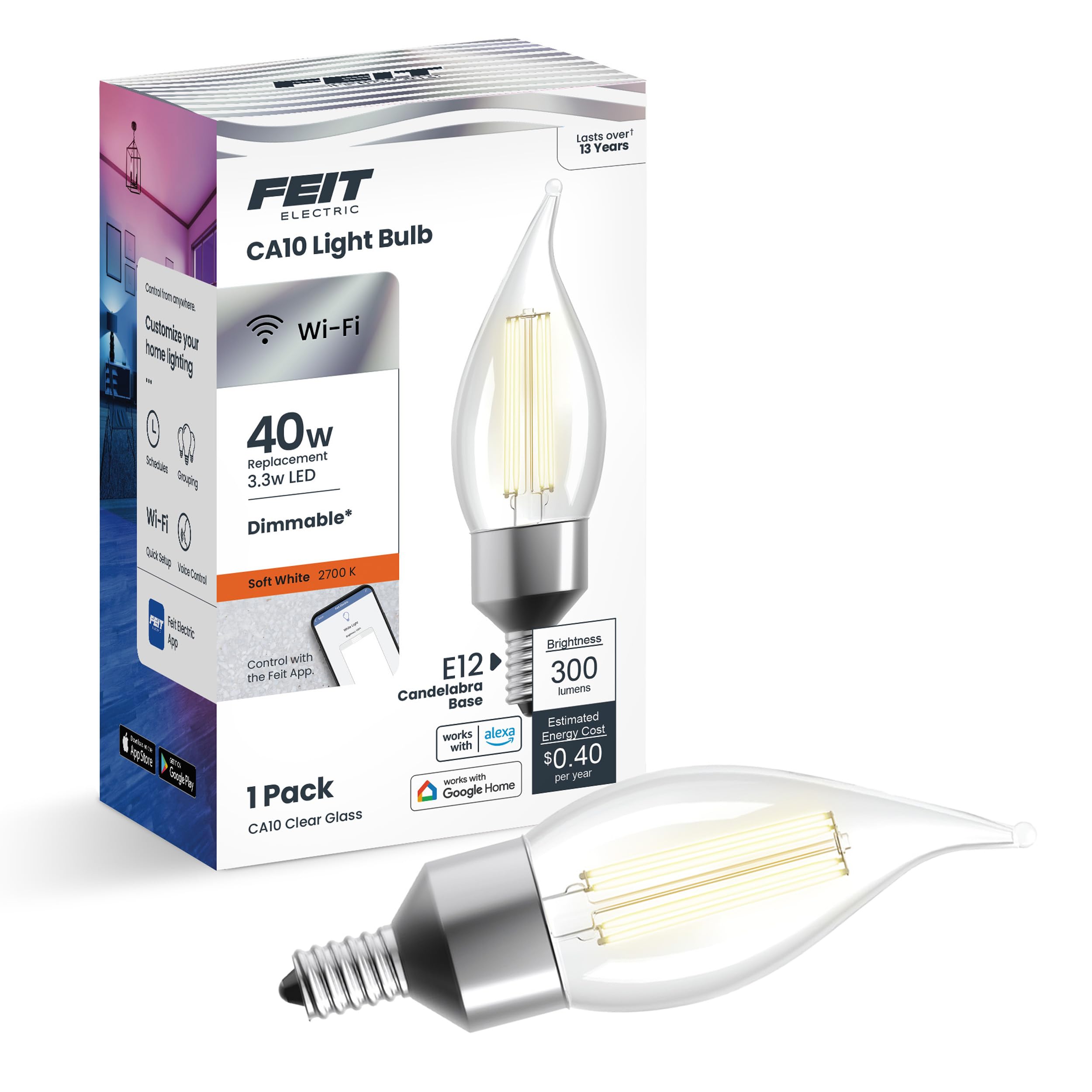 Feit Electric CA10 Smart Candelabra Bulb