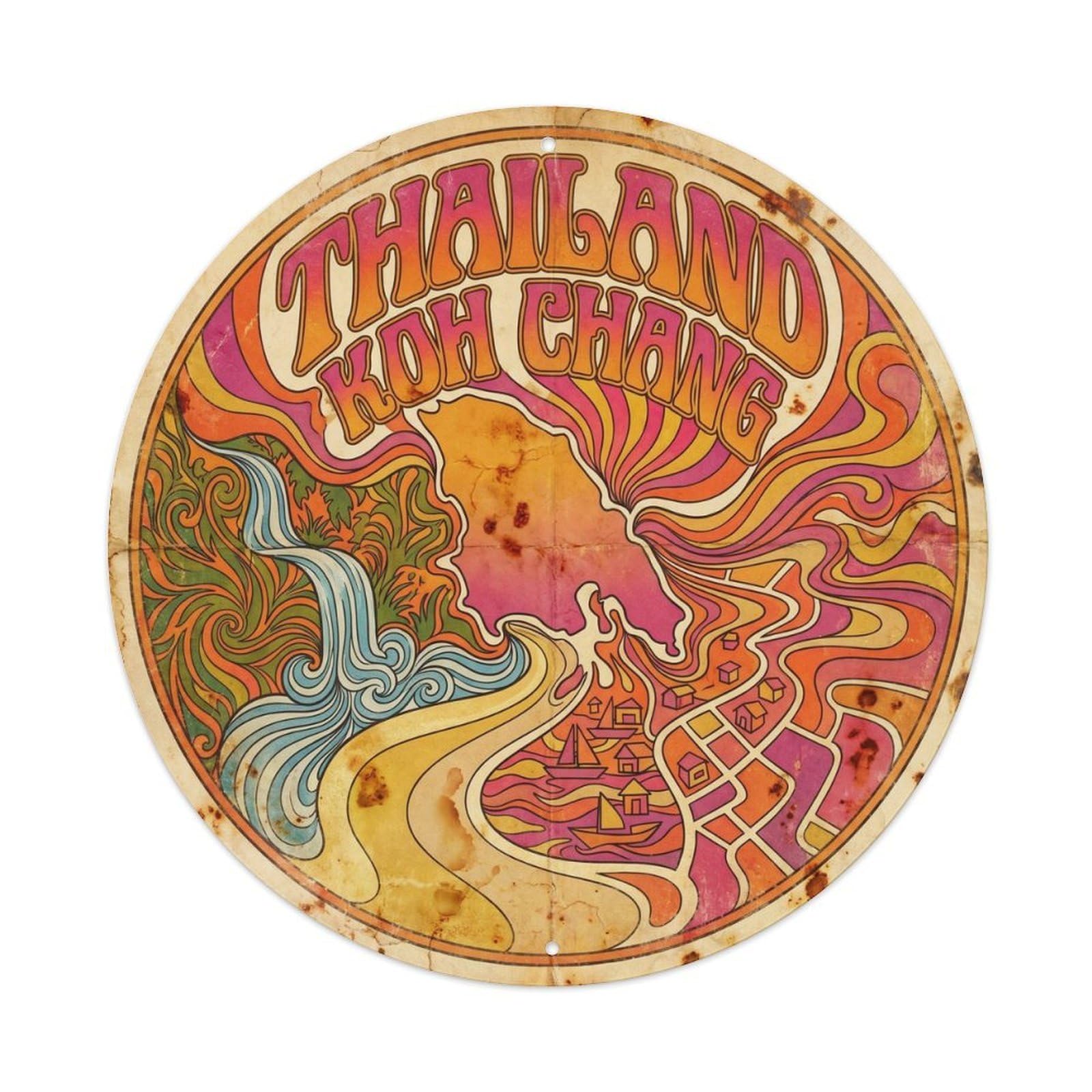 Koh Chang Thailand Island Resort Psychedelic Metal Tin Sign