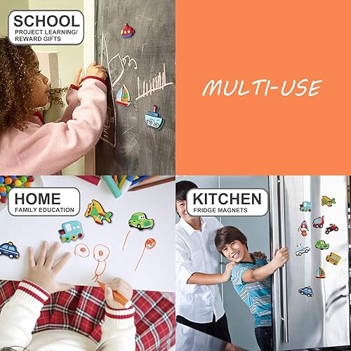 Miniatura 8 de WISESTAR 26 imanes de goma para refrigerador para niños, aviones, barcos, vehículos, automóviles para pizarra blanca, herramienta de juguete