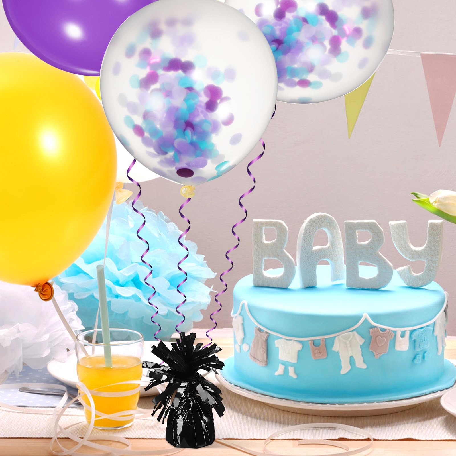 STOBAZA Pesas para Globos de Fiesta 8 Unidades Colgantes Negras, Accesorios para Decoración de Bodas y Eventos, Peso Estable para Globos Papel de Aluminio Resistente