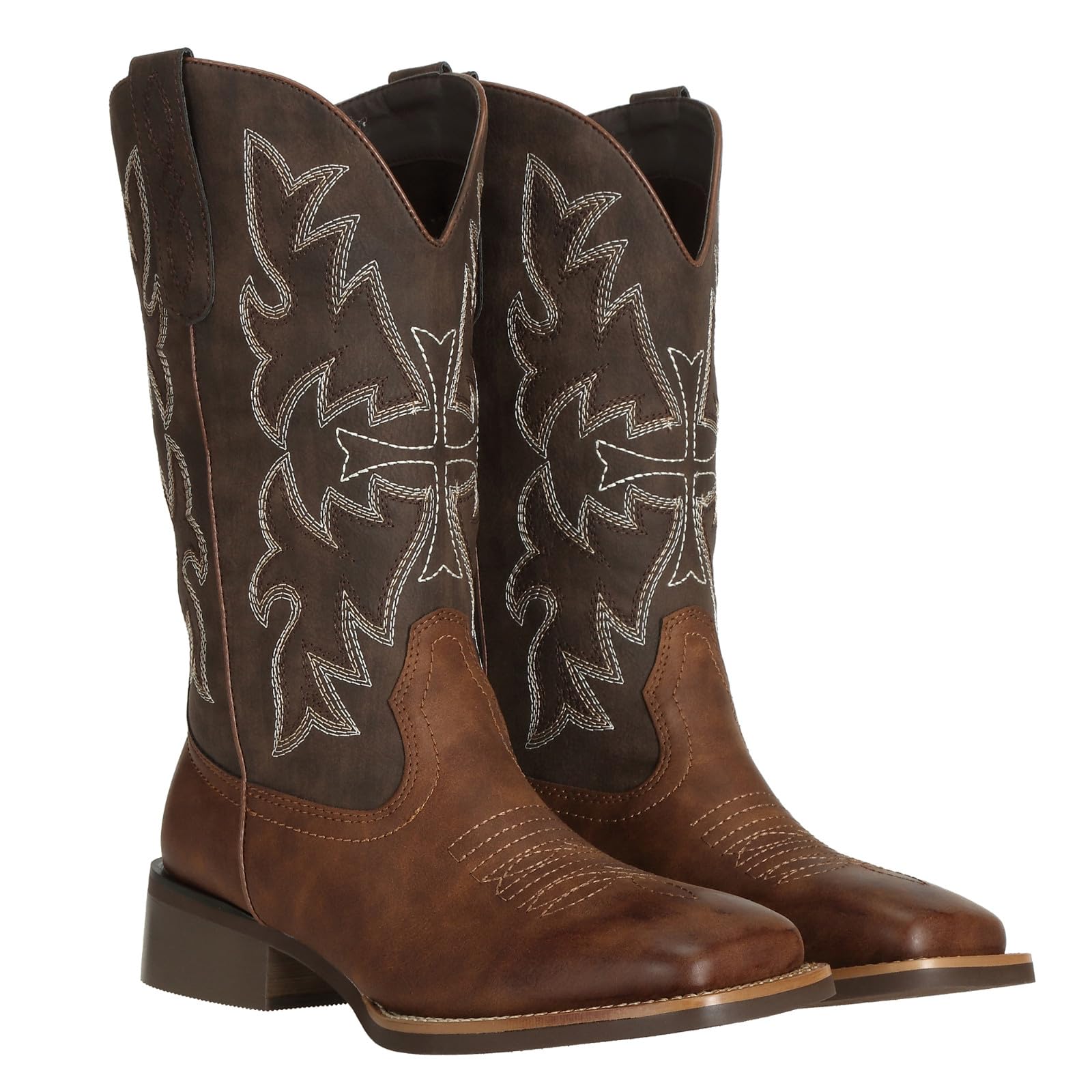 J's.o.l.e Stivali da cowboy occidentali con punta quadrata per donna stivali da cowgirl invecchiati alla moda country