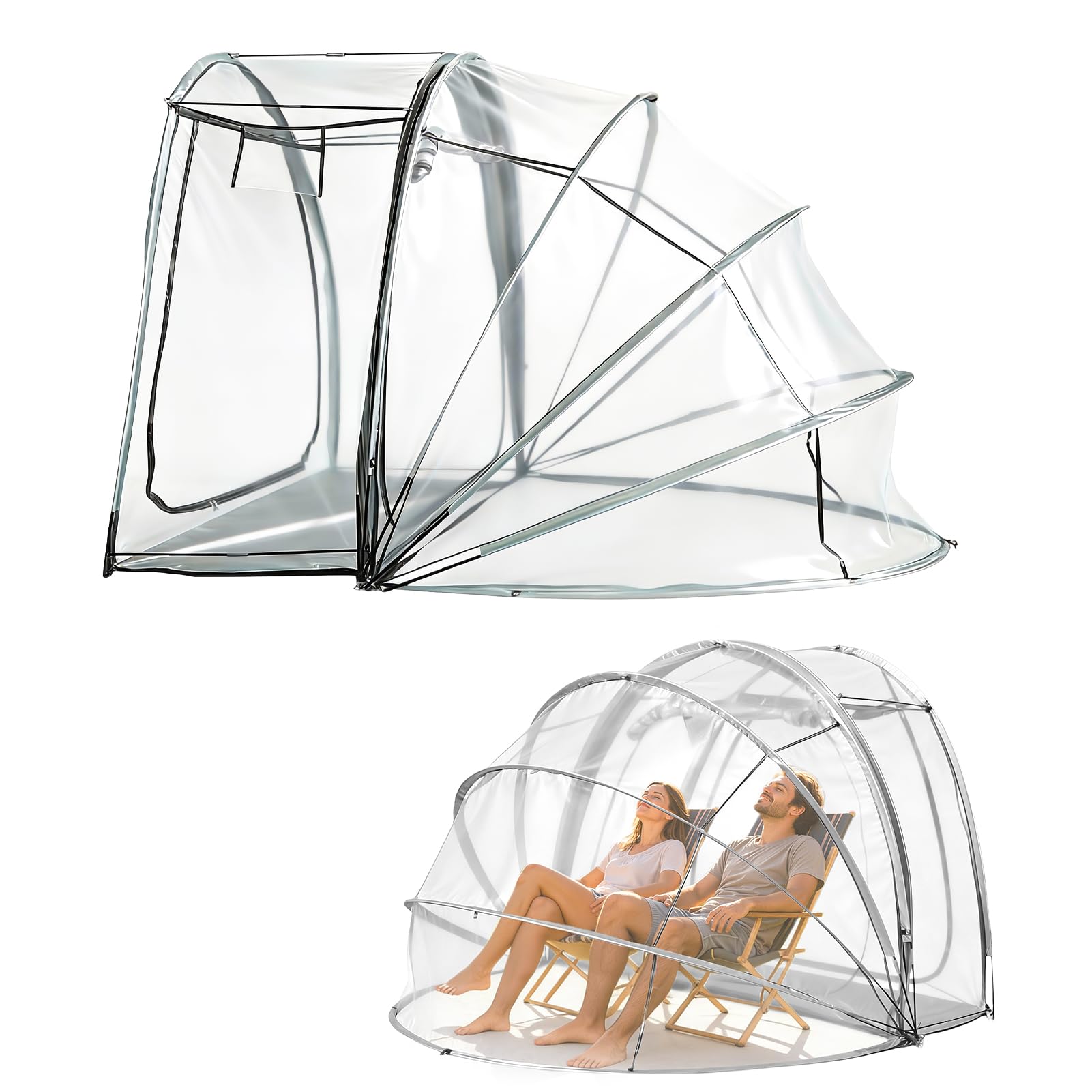 - Pop Up Bubble Tent, 4 Person Portable Clear Dome Weather Proof Garden Tent, Waterproof Outdoor Camping Shelter with Vent Window, Screen House for Party,Backyards,Camping,Sports