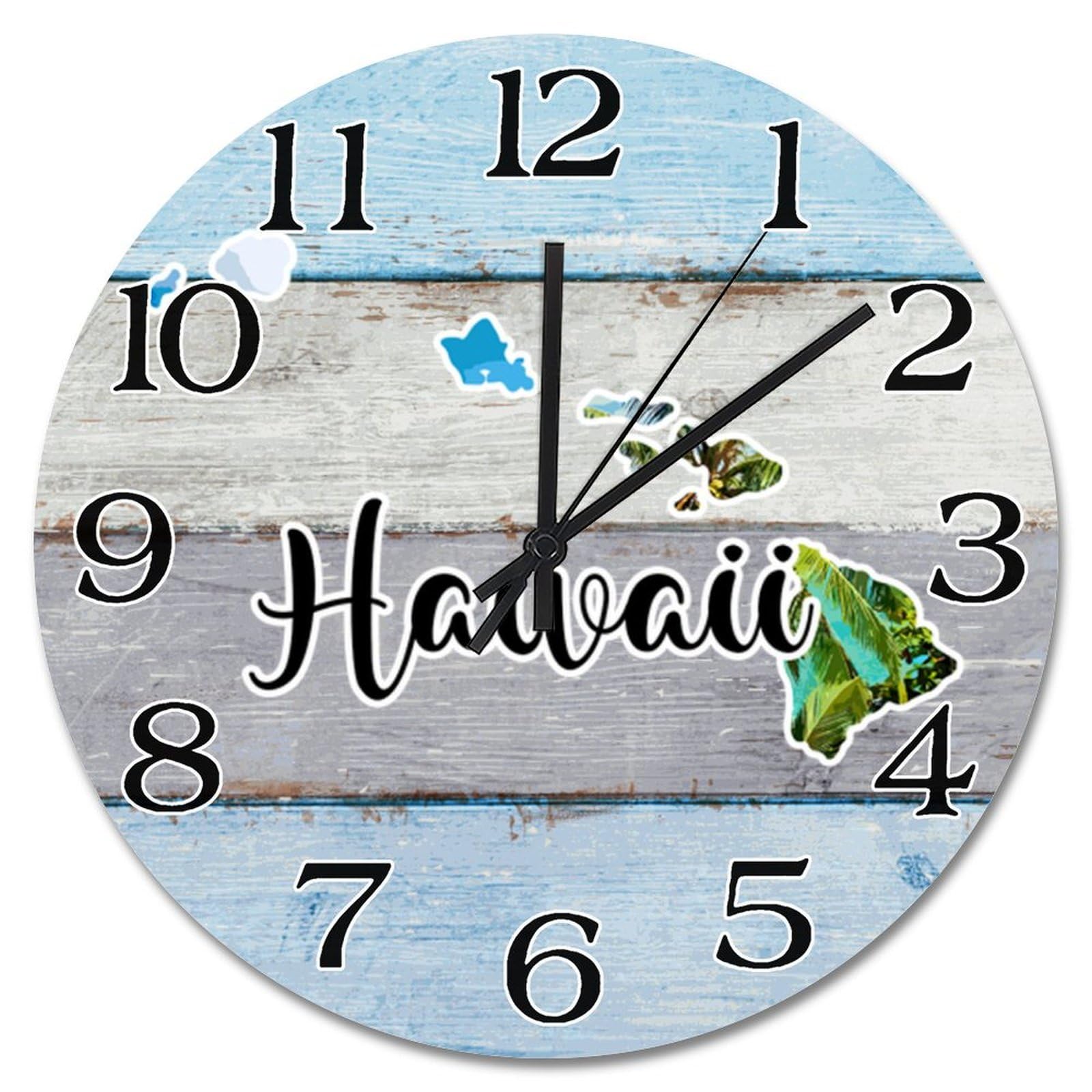 Horloge murale sans tic-tac Hawaï 38 cm pour supprimer les bruits nocturnes