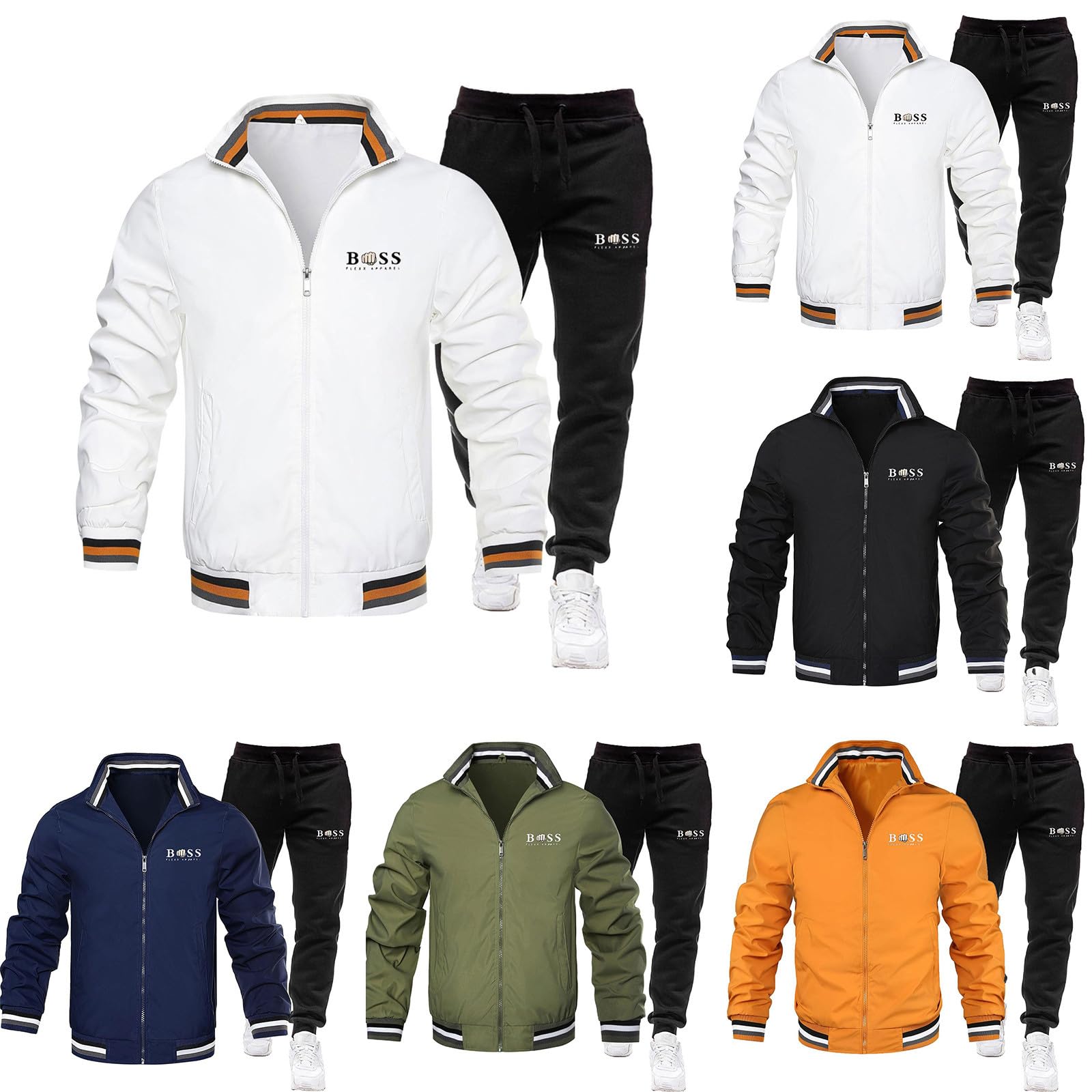 Herren Trainingsanzug Langarm Stehkragen Bomberjacke mit Reißverschluss Baggy Jogginghose Set Winter Warm Sportanzug Outdoor Übergangs Sportset Casual Jogginganzug Winter Tracksuit