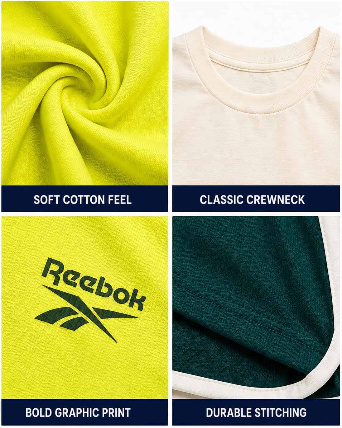 Reebok Toddler Boys Short Set - 3 Piece Summer Outfit with 2 T-Shirts & Shorts - Activewear Clothes for Toddler & Little Boys