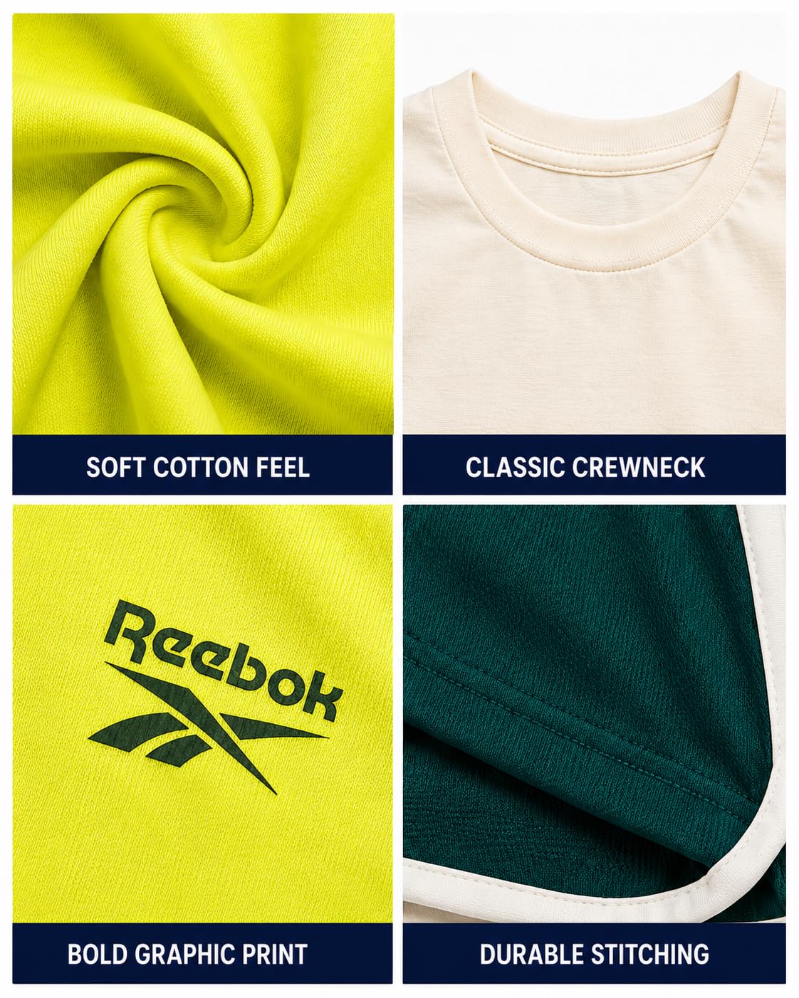 Reebok Set di pantaloncini da bambino, 3 pezzi, vestito estivo con 2 magliette e pantaloncini, abbigliamento sportivo per bambini e bambini piccoli