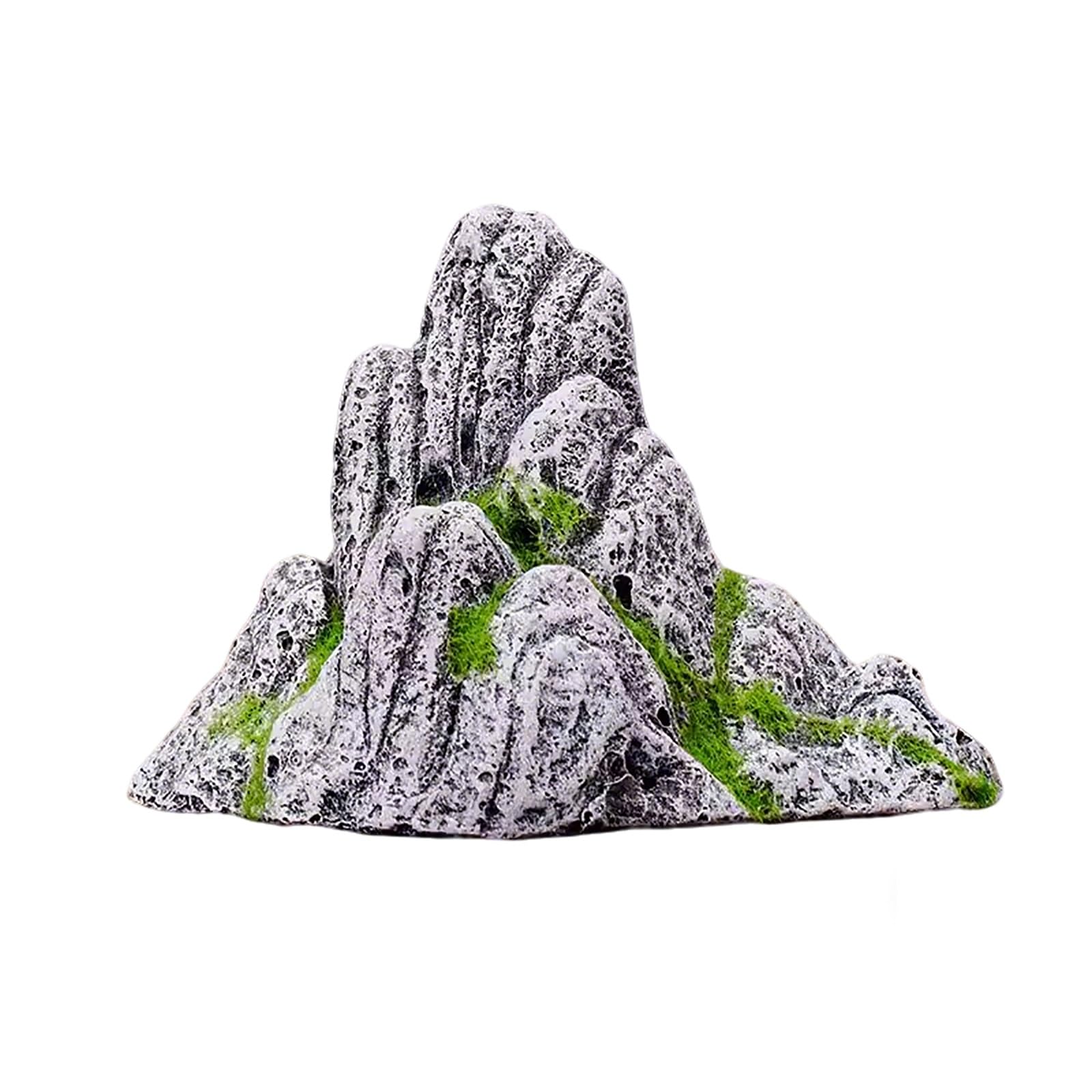 Große Aquarium-Dekoration, Stein mit Bergblick für Aquarium, einfach zu installieren, Mini-Rocailles für Betta Cichliden und Verstecke für Krabben. (11,5 cm)