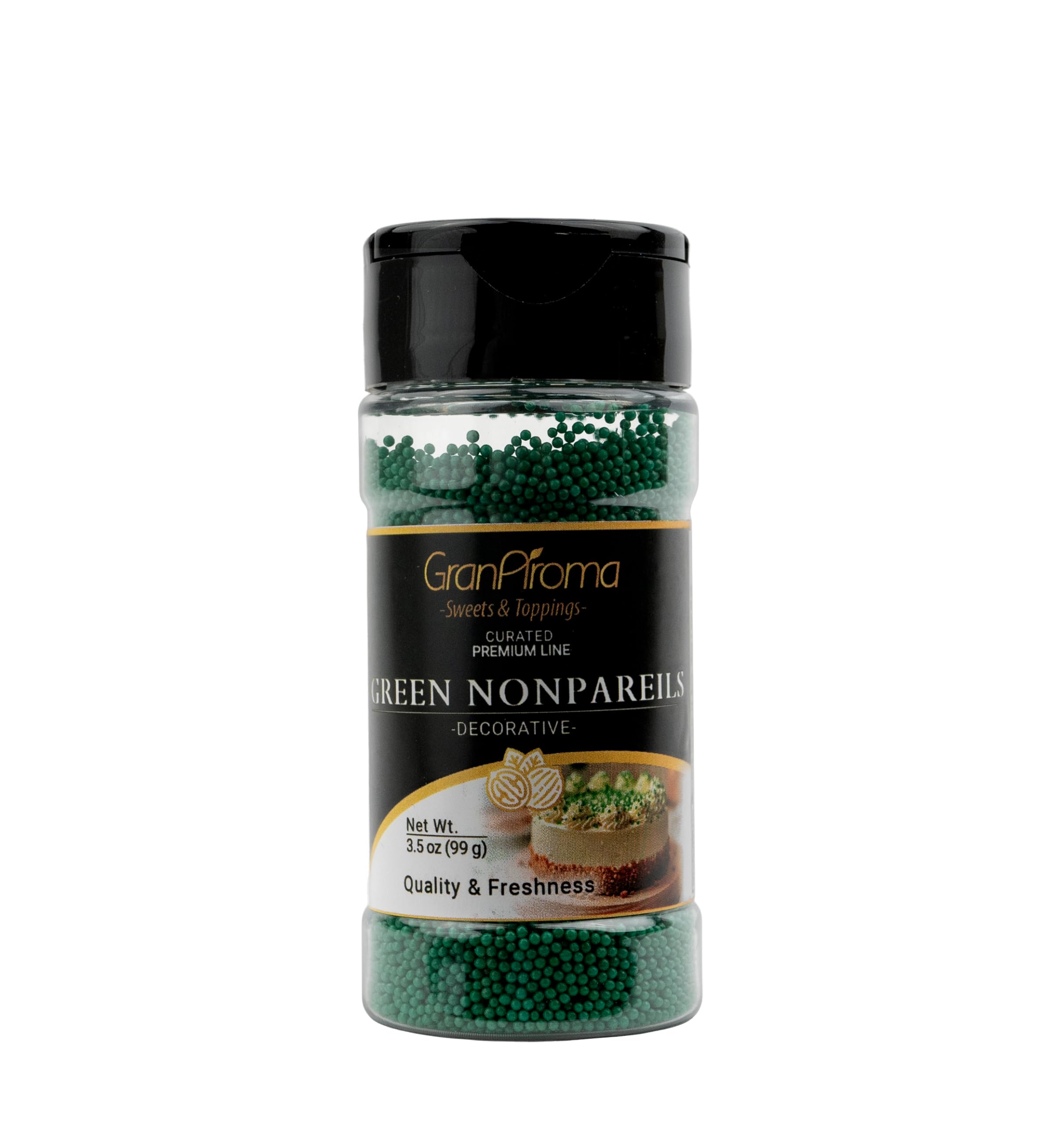 GranAroma Green Nonpareils, Decorative Sprinkles, Cakes & Cookies, Bakery Staple (3.5 Ounce)