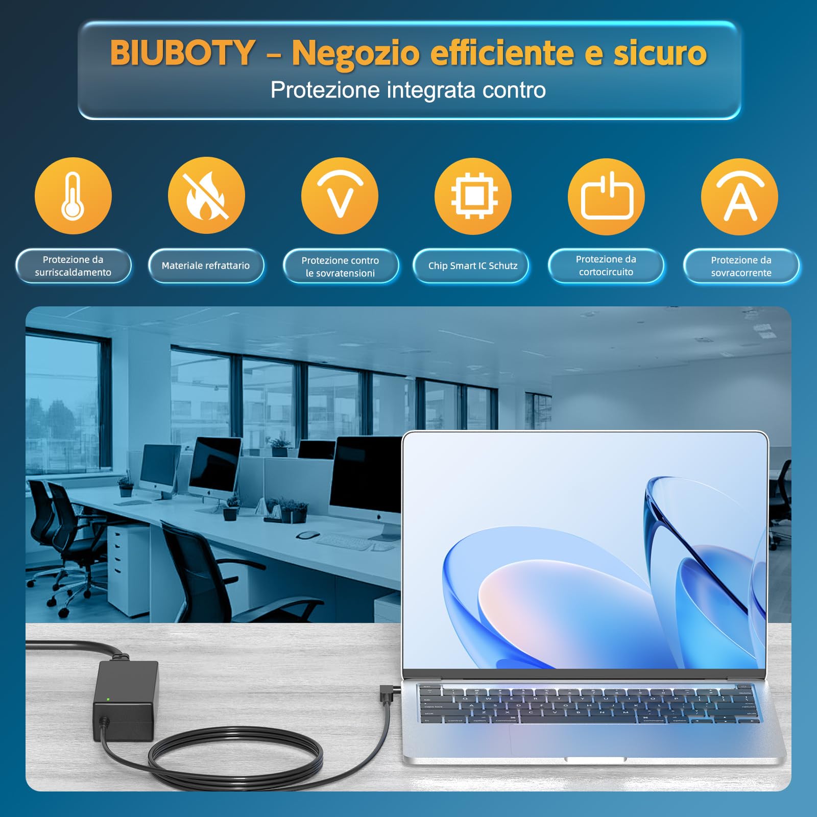 BIUBOTY Caricatore 65W laptop Compatible con Acer Aspire 1 3 5 Series A315 A515 A314 A317 A115/ Spin 1 3 5/ Swift 1 3/ A515-54 A515-55 A515-56 N20C5 N15Q8 N15Q9 N15Q10 N16P1 AC Adattatore 3.0 * 1.1mm