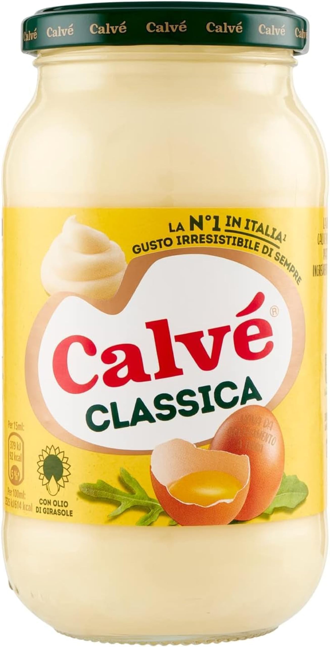 Calvé Maionese Classica, Formato 450 ml, Maionese Calvé Classica con Olio di Semi di Girasole, Ideale per Sandwich e Tartine, Senza Conservanti e Senza Zuccheri, Senza Glutine, Vegetariano 450ml