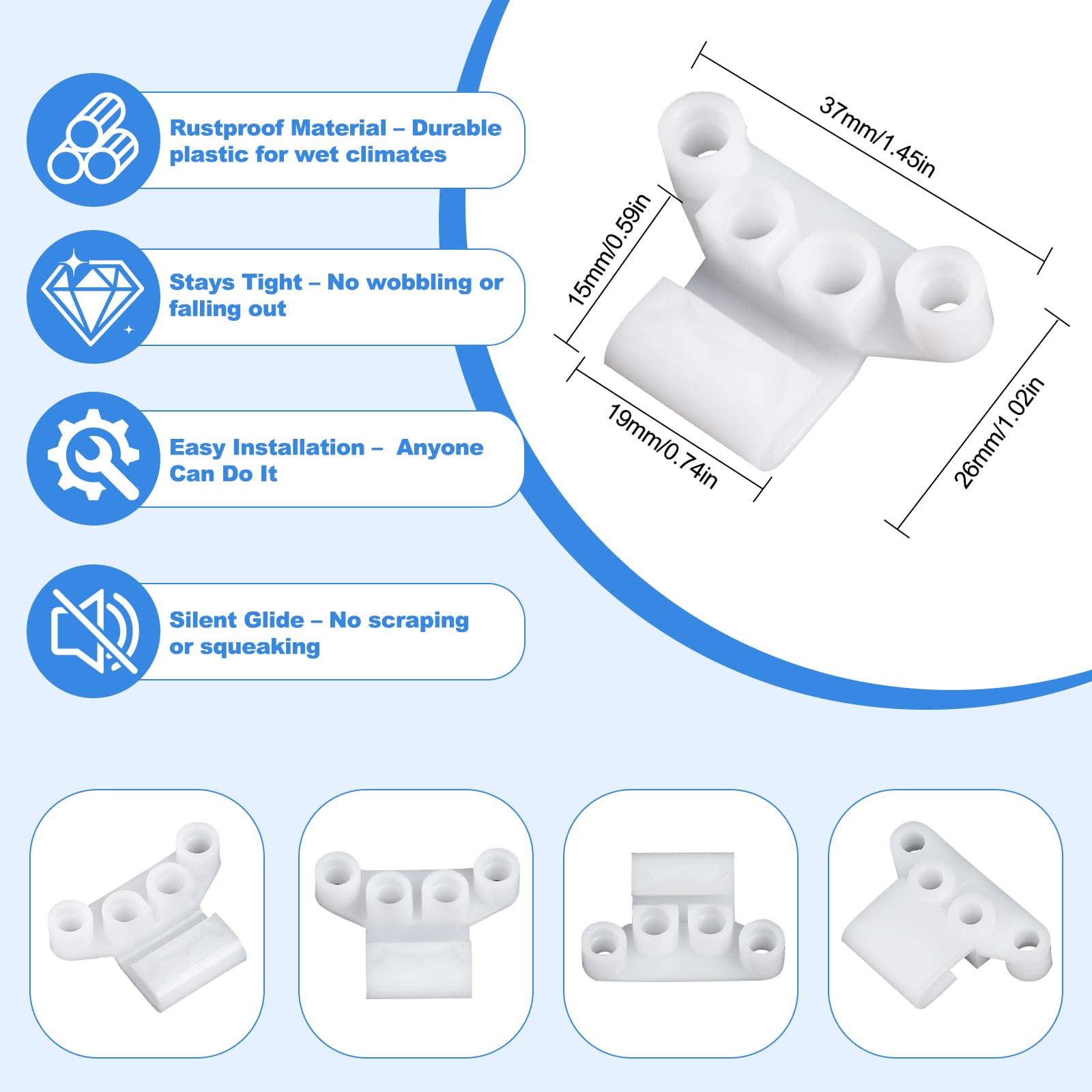 Tie Bar Guide for Casement Windows - Nylon Replacement 10 Pack - 4