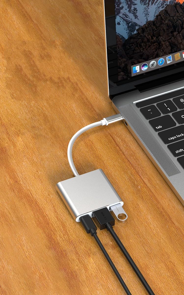 Adaptateur Multiport USB C HDMI 4K USB 3.0 Charge USB C pour MacBook Pro Chromebook HP Samsung S9+