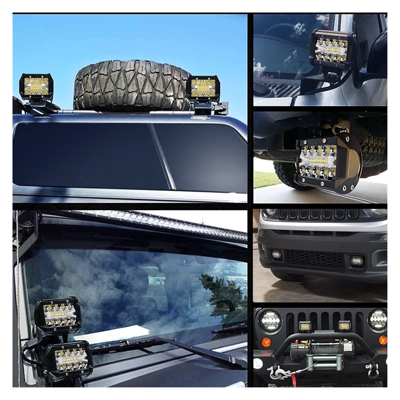Kit conversione Xeno 7 Pollici 144W Combo LED Barre Luminose a LED Spot Flood Beam 4x4 Spot 12V 24V 4WD Barra LED Faro per Barche Automatiche SUV ATV Light (Color : 7inch 2pcs120w)