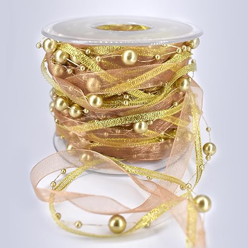 Miniatura 5 de Cinta de satén de gasa transparente de organza de 11 yardas, 3 cuerdas, estilo mixto para bodas, fiestas, Navidad, guirnalda de Navidad, ramo de San