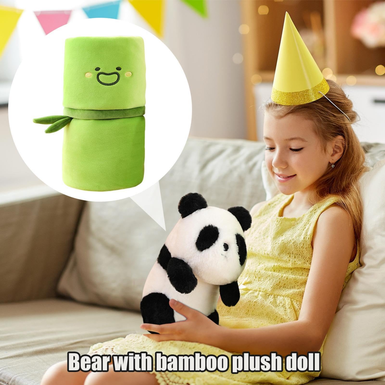 Panda z bamboos pluszową, bamboos panda pluszowy,Śliczna kreskówka super miękka pluszowa lalka - Wygodna wypchana poduszka dla zwierząt, dzieci śpiące na snem, urodziny