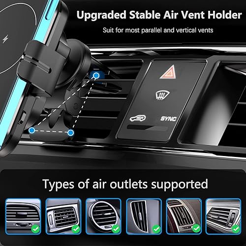 Miniatura 5 de Soporte de cargador de coche inalámbrico de carga rápida de 15 W - Soporte para teléfono con sujeción automática del parabrisas para salpicadero de