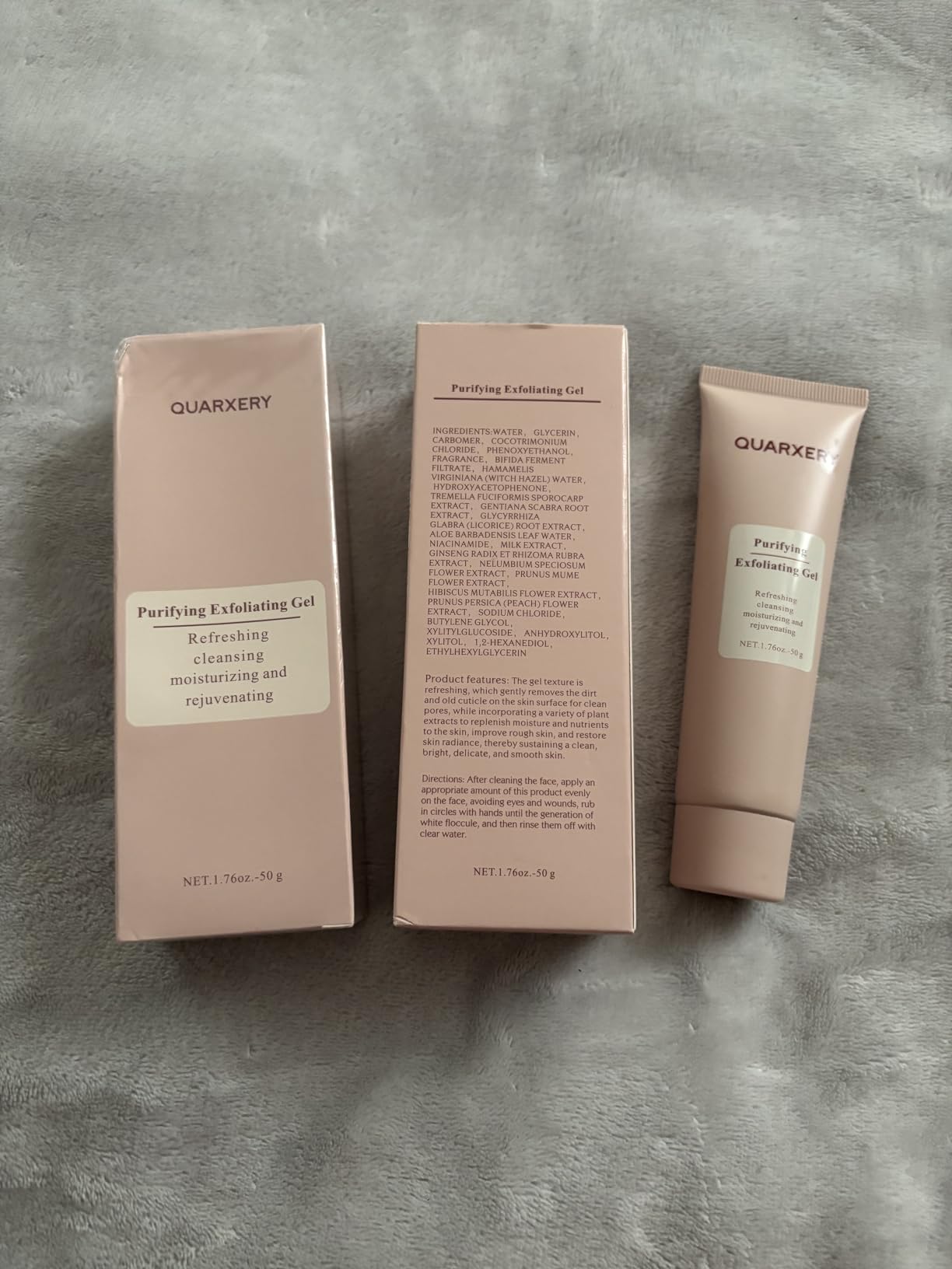QUARXERY Purifying Exfoliating Gel for Face, 2Pcs Gentle Moisturizing Peeling Gel, Facial Exfoliator Cleanser Removes Dead Skin, Dust and Other impurities for Prevent Acne, with Niacinamide, Vitamin E