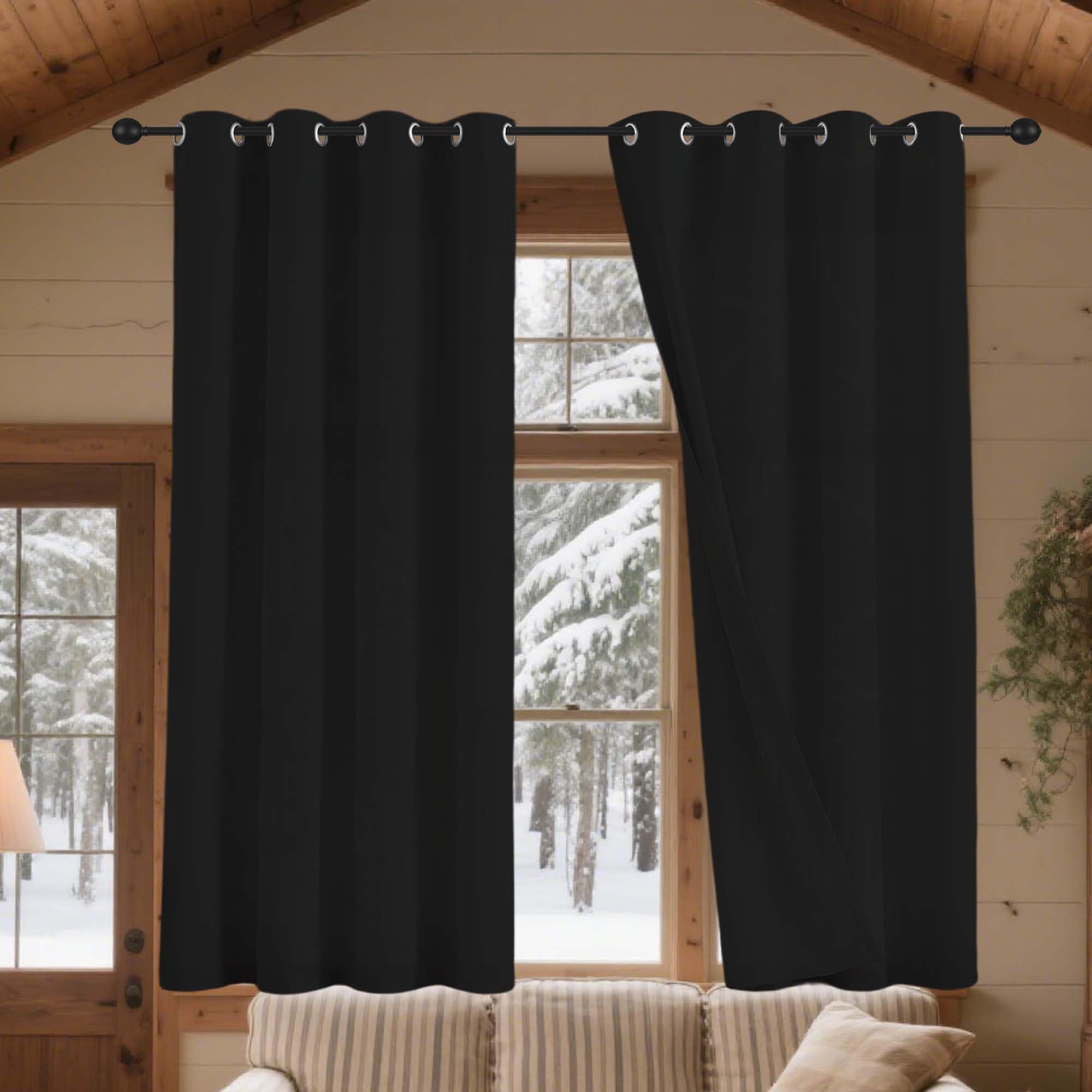 Rideaux occultants 180x200 anti froid chaleur pour isolation thermique de fenêtre chambre