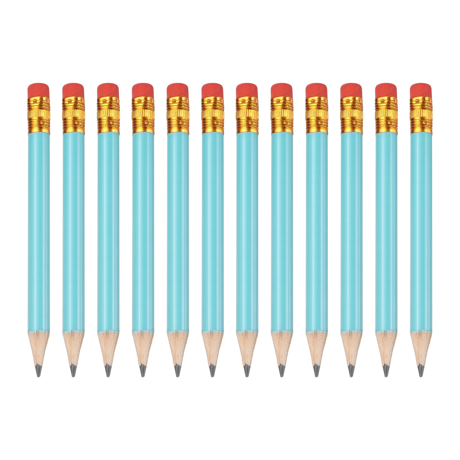 PATIKIL 12 Pack HB Pencils, 10cm Short Wood Graphite Pencils Thick Portable Golf Scoring Mini Pre Sharpened Erasable Pen with Eraser Bulk for Sport Games Meeting Office Writing, Red