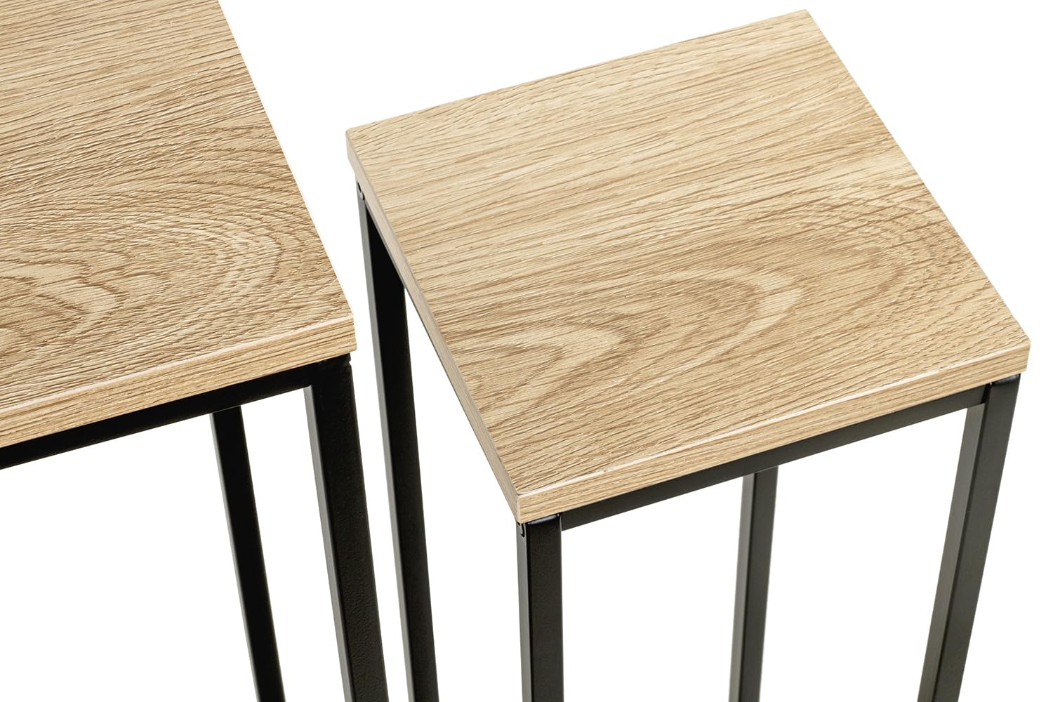 HAKU Lot de 2 Porte Plantes chêne Naturel, Noir, MDF, Métal - Dim.: L 19/23 x H 54/67 x P 19/23 cm, Style: Moderne