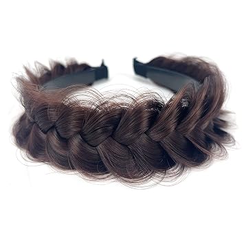 Braided Headband WithTooth Wide Braid Messy Hair Hoop WomenFashion Hair Accessories Light brown 33A