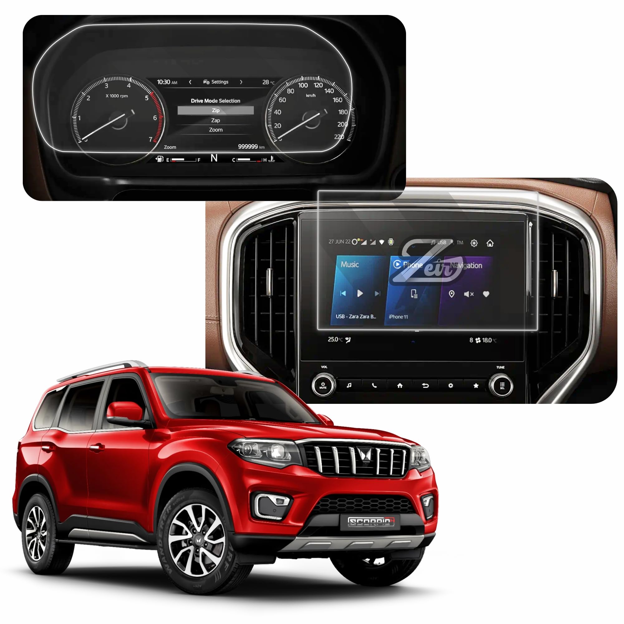 ZEIR Screen Protector Combo Compatible With MAHINDRA SCORPIO N 2024 | Z4 Z6 Z8 Z8L | 8 Inch Infotainment & Instrument Cluster Guard | Scratch SCORPION 2022 - Running Accessories [Not Tempered Glass] (B0D29TX95Y) Amazon Price History, Amazon Price Tracker