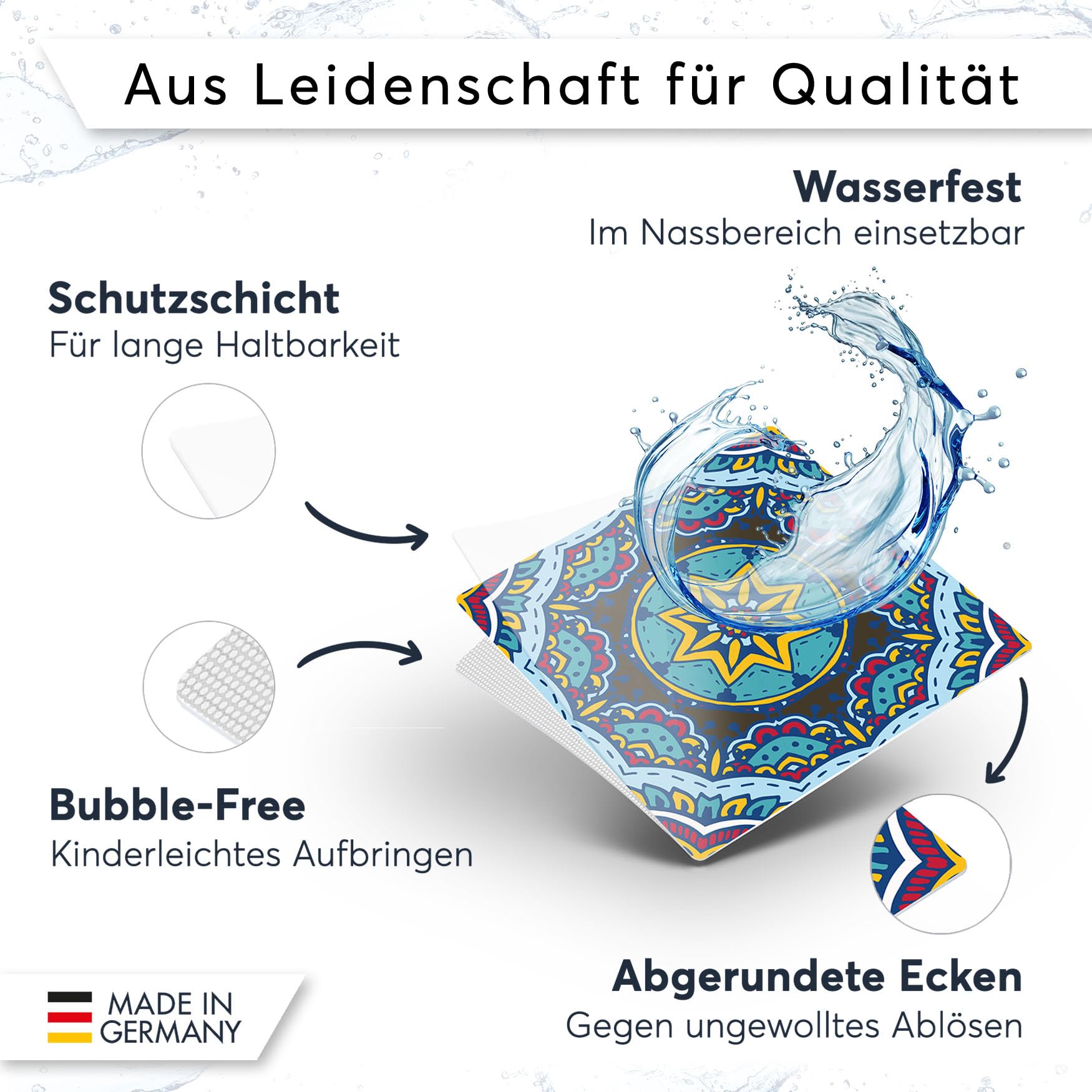 CREATISTO Fliesenaufkleber Fliesenfolie Mosaikfliesen - Hochwertige Aufkleber Sticker für Fliesen I Stickerfliesen - Mosaikfliesen für Küche, Bad, WC Bordüre (15x15 cm I 27 -Teilig)