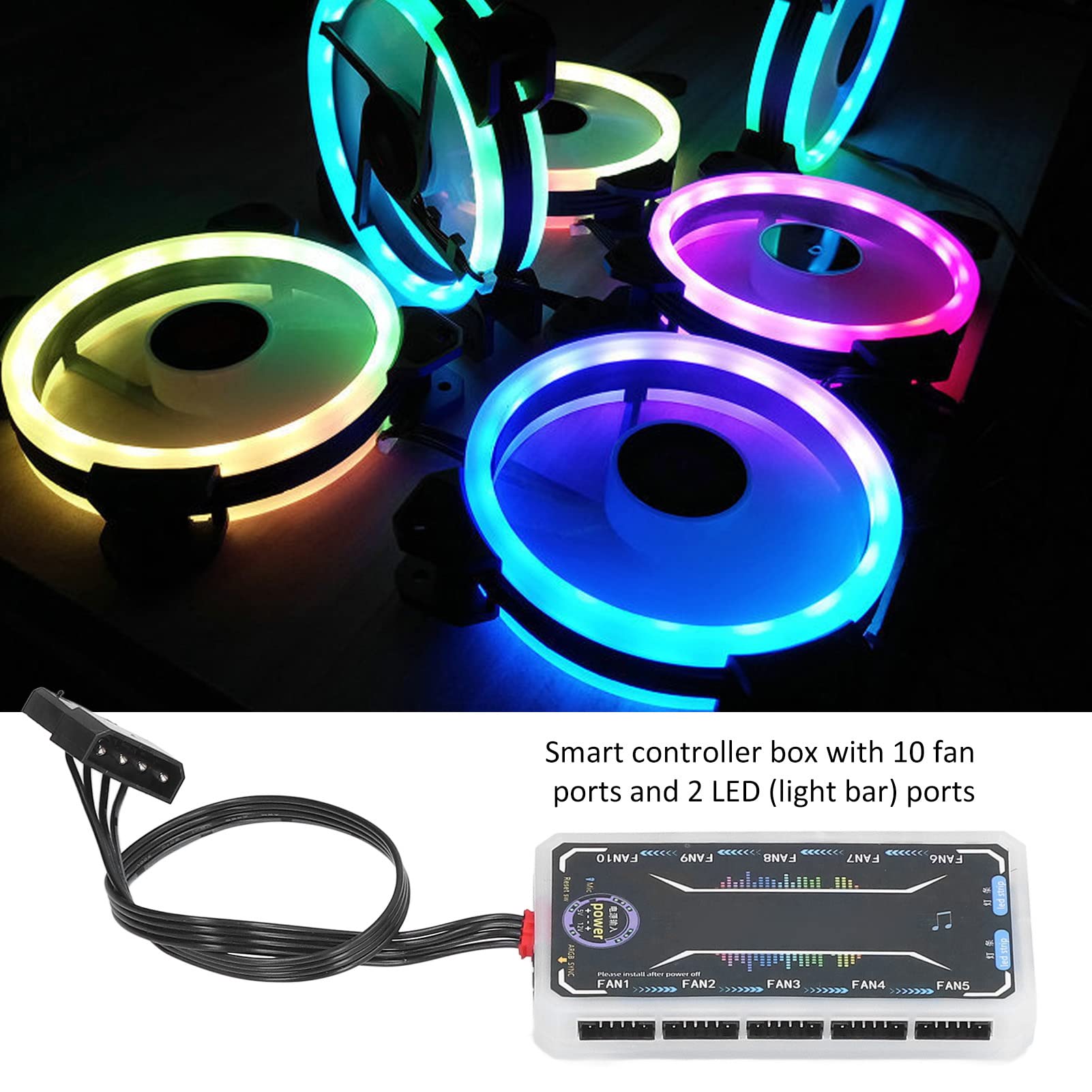 Garsent 120 Mm Gehäuselüfter, 3 RGB 6-polige Geräuscharme Computerlüfter mit Mehreren Lichtmodi, Stoßfeste Hochleistungs-PC-Lüfter mit Controller-Schrauben, für PC-Gehäuse