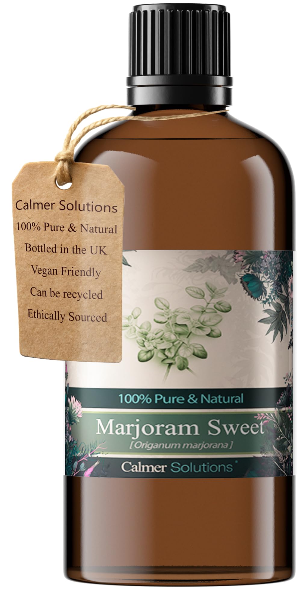 Calmer Solutions Sweet Marjoram Essential Oil 100ml - UK 100% Pure Origanum Majorana Steam Distilled Herbal Aromatherapy Oil - Warm Herbaceous Essential Oil for Diffuser, Blending & Home Fragrance