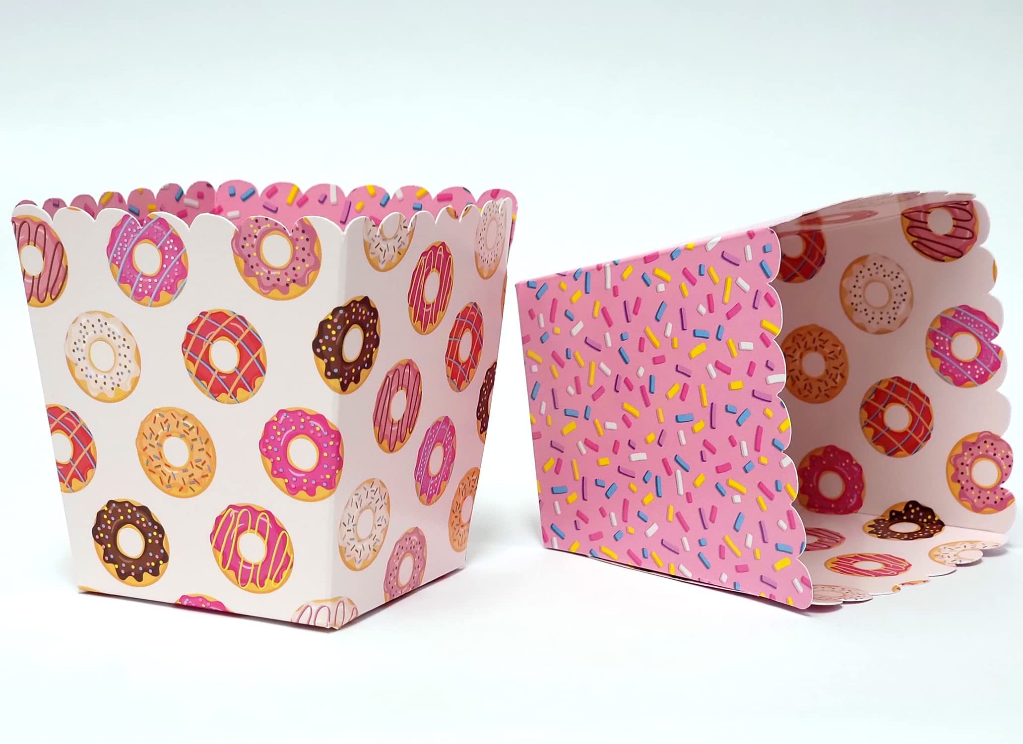 Donut Grow Up Doughnut Party Favor Snack Boxes for Kids Birthday Party Supplies, Baby Showers, two sweet celebrations, sprinkles, School Events. Set