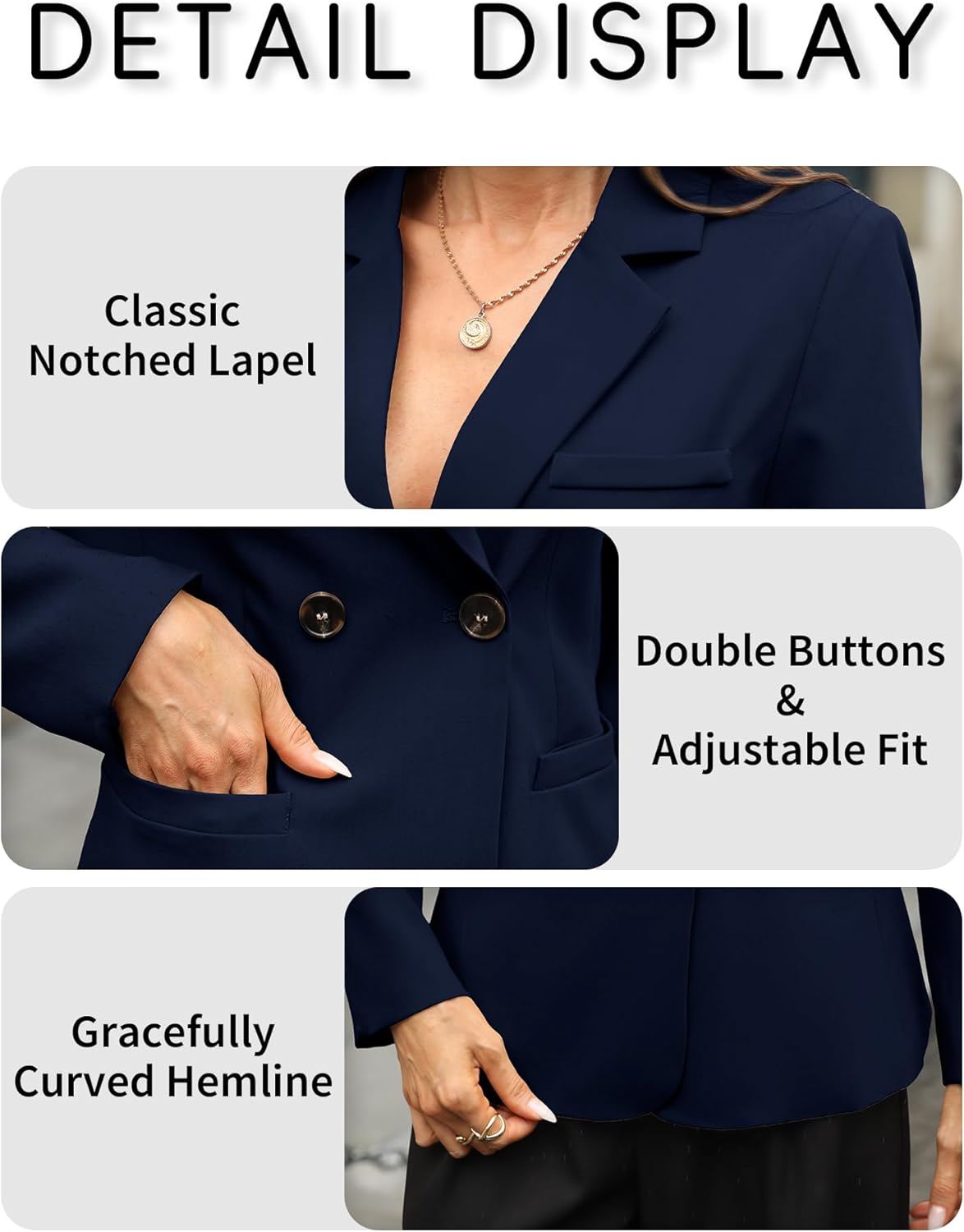 ELLEVEN Womens Blazer Business Casual - Long Sleeve Slim Fit Work Office Suit Jacket with Pockets - Image 6