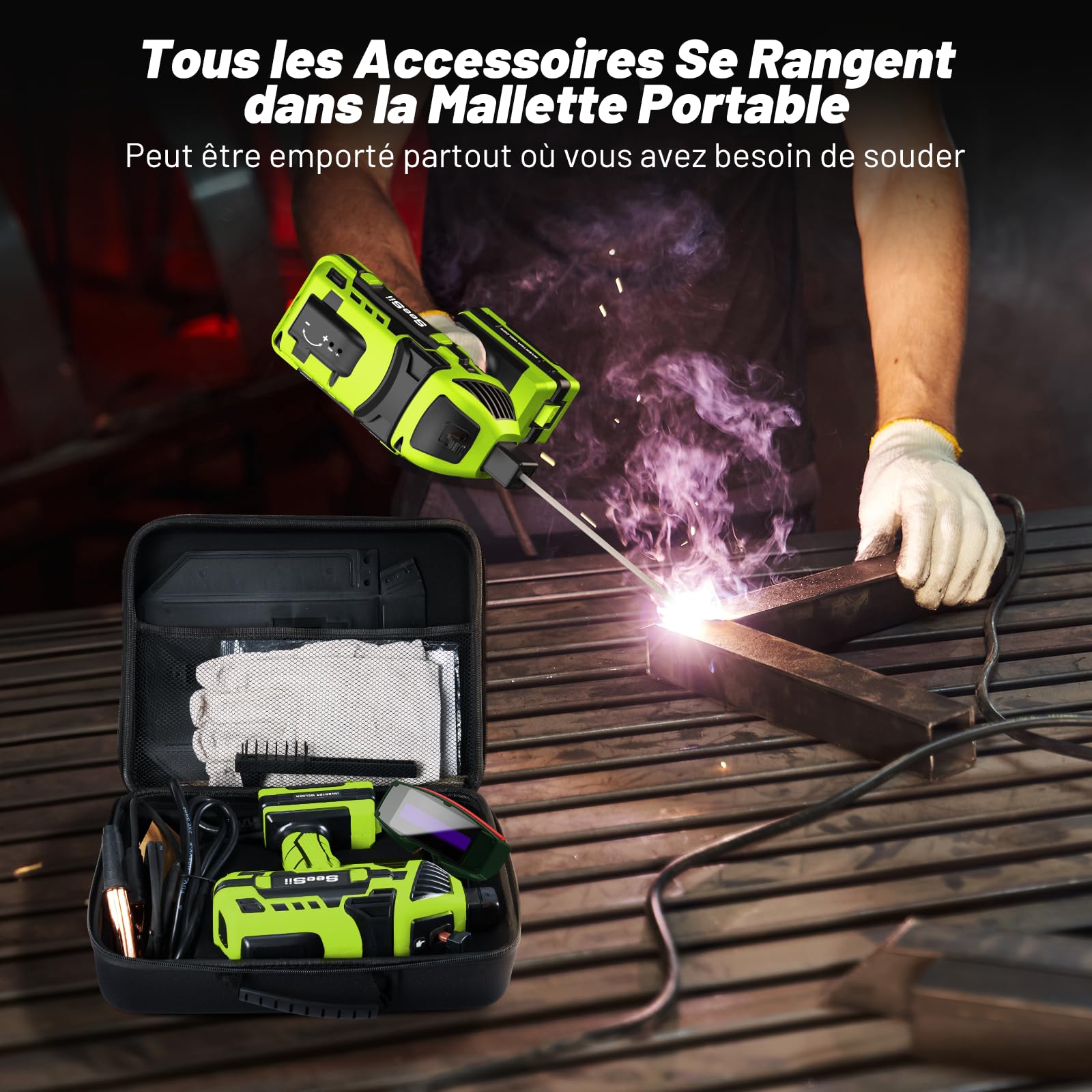 Poste à Souder Portatif Électrique ARC IGBT Inverter 220 V 120 A pour Soudage Acier, Réparation Pièces Métalliques, Soudage Châssis, Carrosseries et Étagères Métalliques