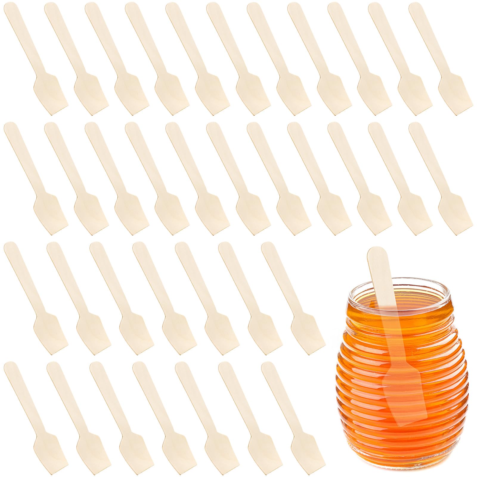 2000 Stück Mini Holzlöffel 9,5 cm, Einweg Eislöffel & Probierlöffel aus Naturholz, Splitterfreie Dessertlöffel Plastikfrei, Löffelchen für Eis, Joghurt, Gastronomie & Party